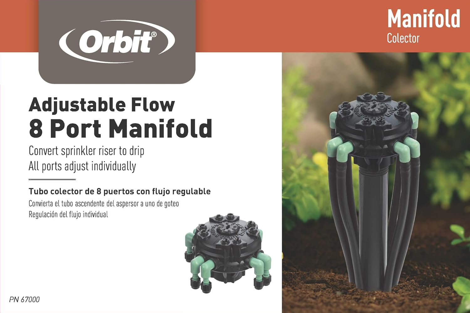 Orbit 2- Pack Adjustable Flow 8-Port Drip Irrigation Manifold for 1/4" Tube - 61008P - Image 5