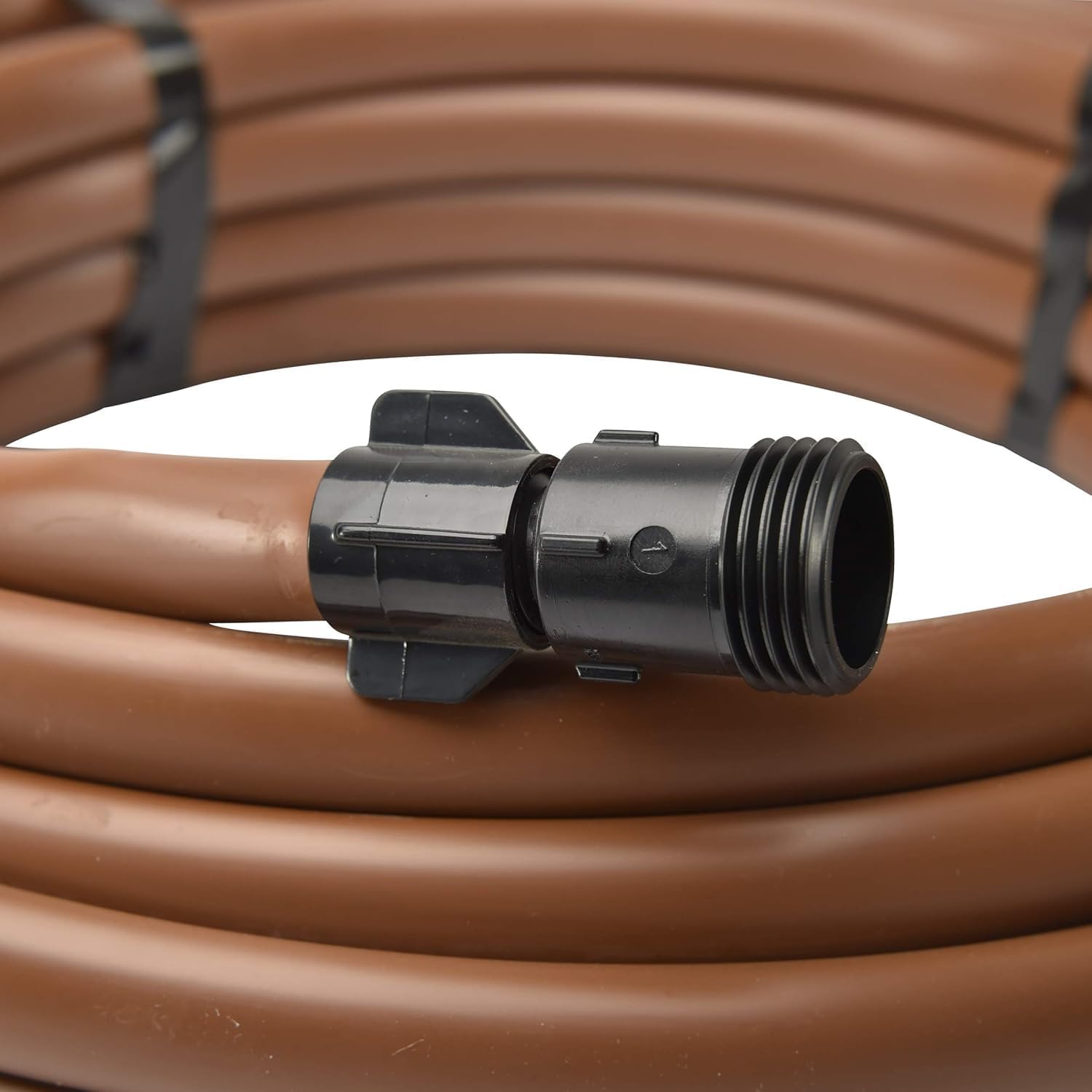 Raindrip SDT50P 5/8-Inch Drip Irrigation Supply Tubing, 50-Foot, with Hose Thread Swivel Adapter and End Plug, for Irrigation Drippers, Drip Emitters and Drip Systems, Made with polyethylene, Brown - Image 4