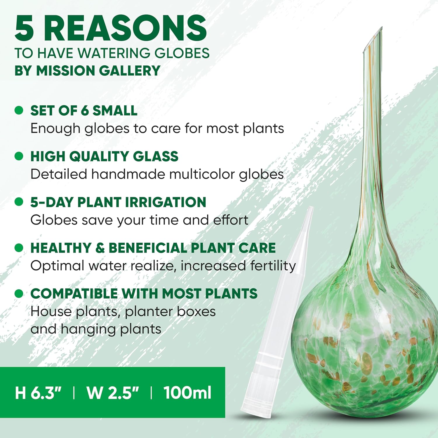 Alternative view of Plant Watering Globes Set of 6 - Small Glass Self Watering Bulbs Up to 5 Days of Irrigation - for Indoor & Outdoor Plants - Multicolor, Automatic, Glass Watering Bulbs for Daily Use, Watering Devices