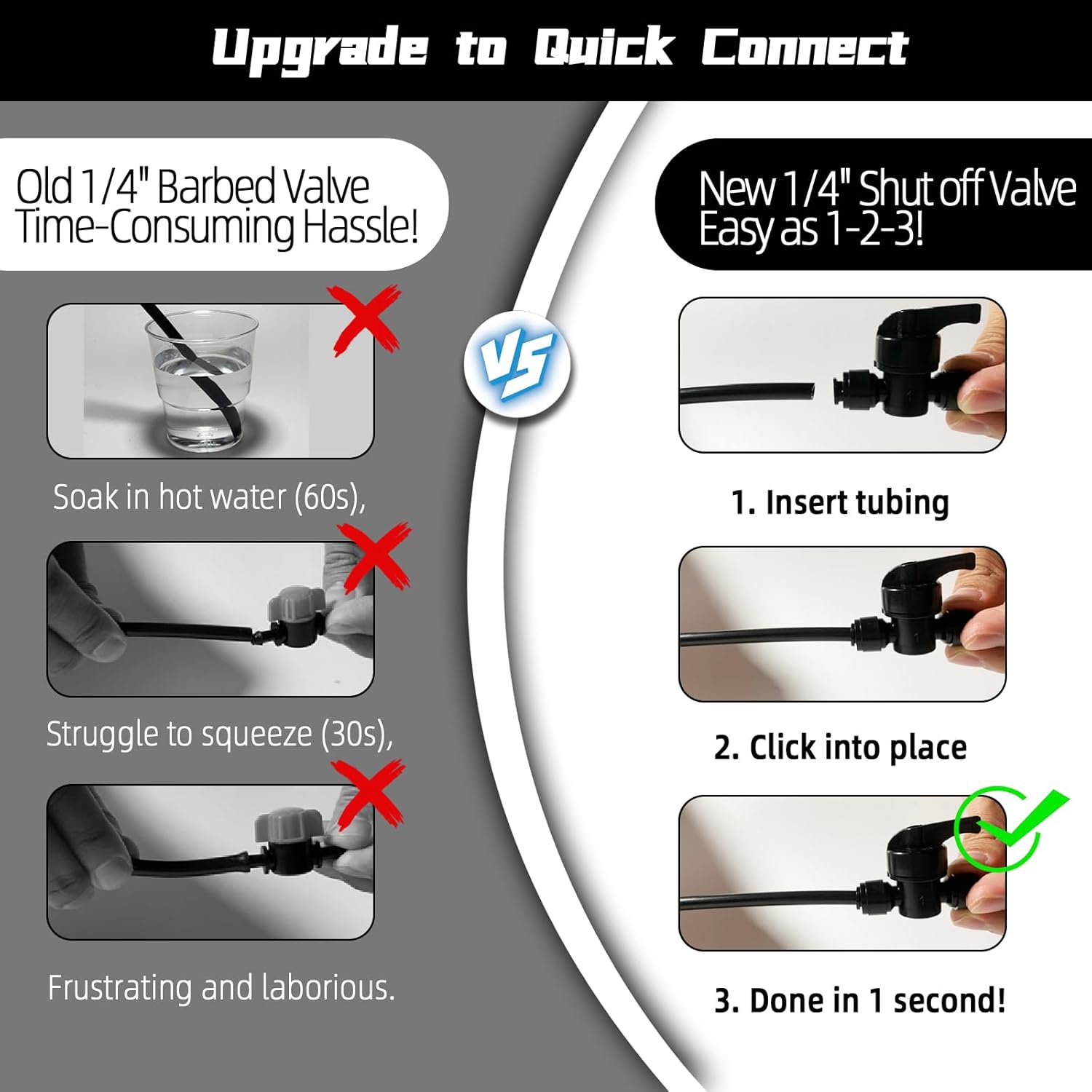 Alternative view of 10 Pack Quick Connect 1/4" Drip Irrigation Shut Off Valve, Universal Drip Irrigation Tubing Coupling Valve, Leak Free Connector Locking Fitting for Sprinkler or Drip Irrigation System