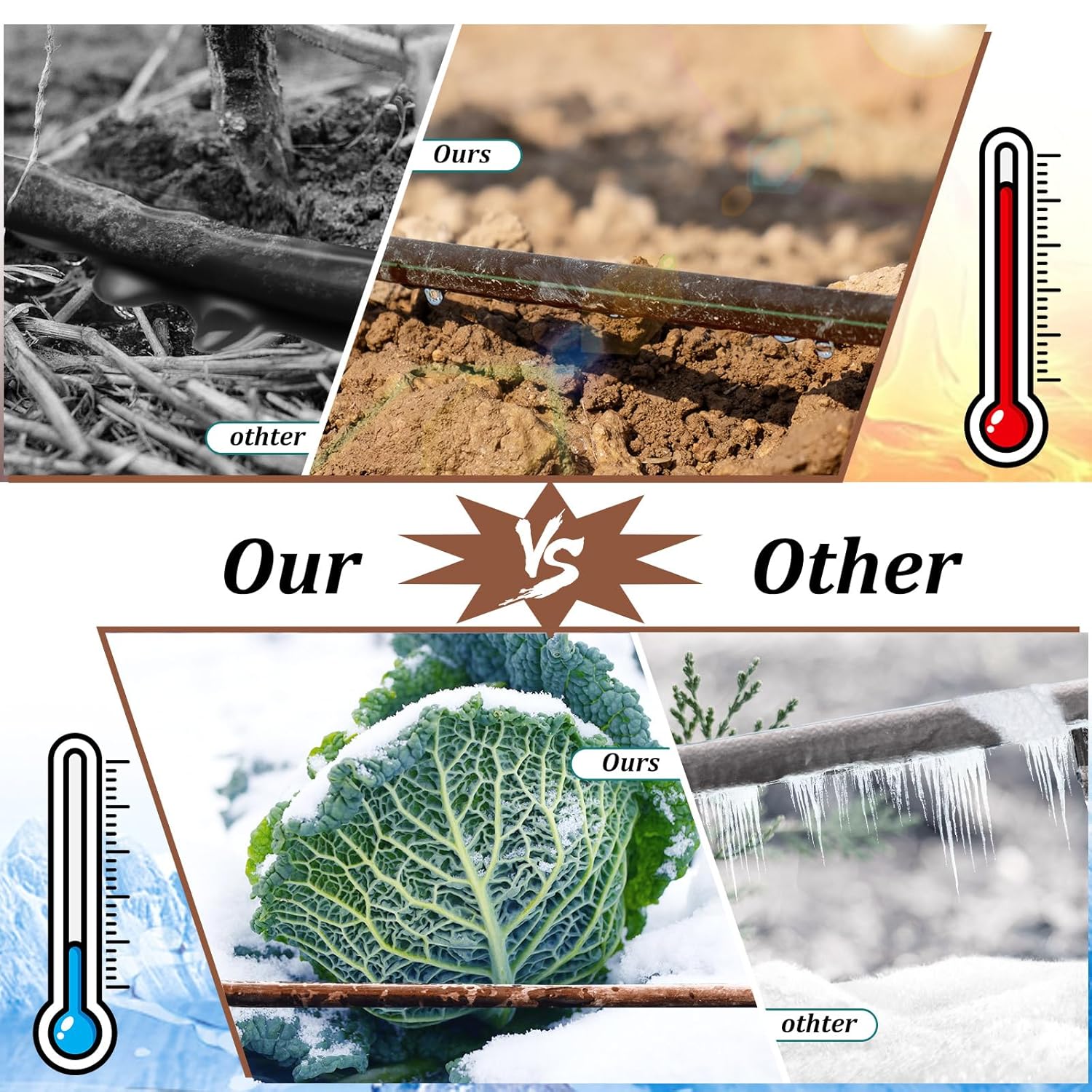 Alternative view of Yaomiao 984 ft Drip Irrigation Hose 1/4 Inch Blank Distribution Tubing Drip Irrigation Drip Line Watering Drip Automatic Irrigation Equipment Set for Garden Flower Bed Greenhouse Flower (Brown)