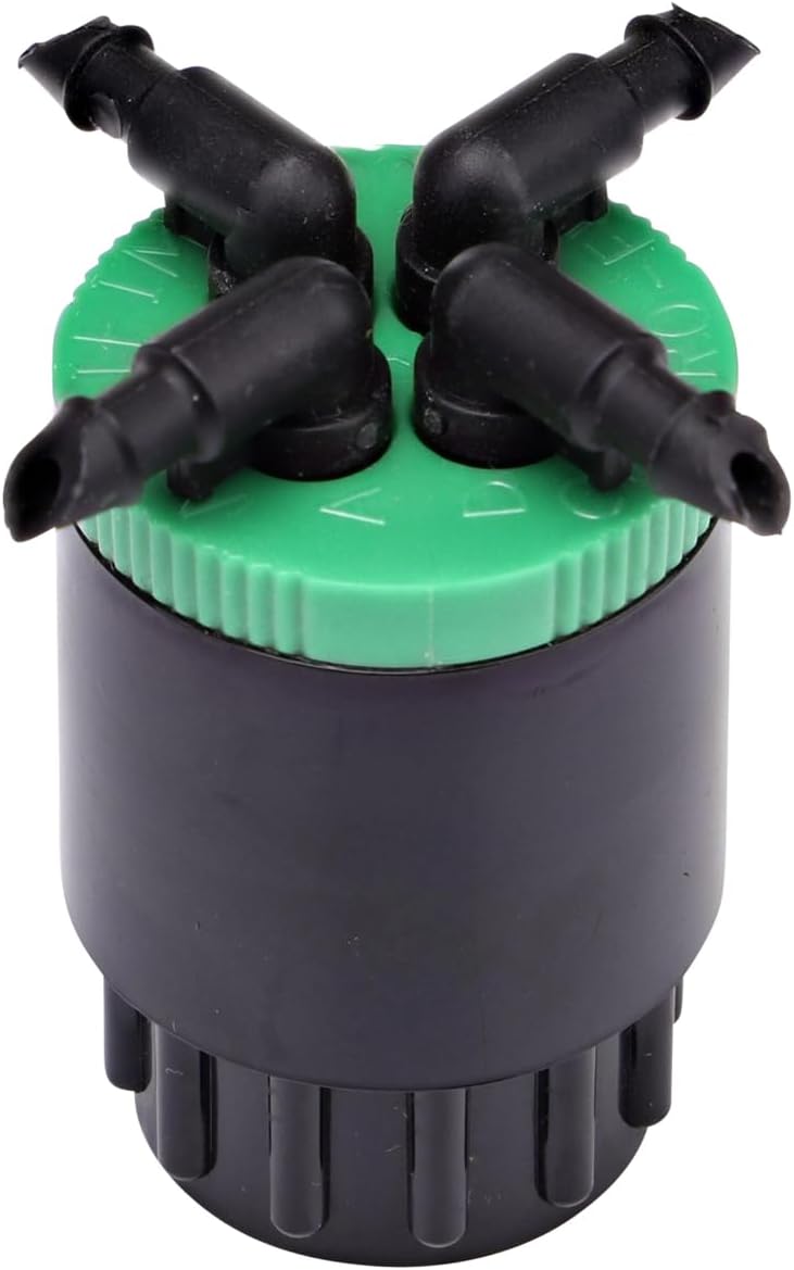 Alternative view of Raindrip QB20UB, Cuatro-Flo® Four-Outlet Bubbler, Drip Irrigation Emitters for Drip Irrigation Gardening Systems, 20 GPH Per Outlet, 1/2-Inch FPT Inlet, Black/Green