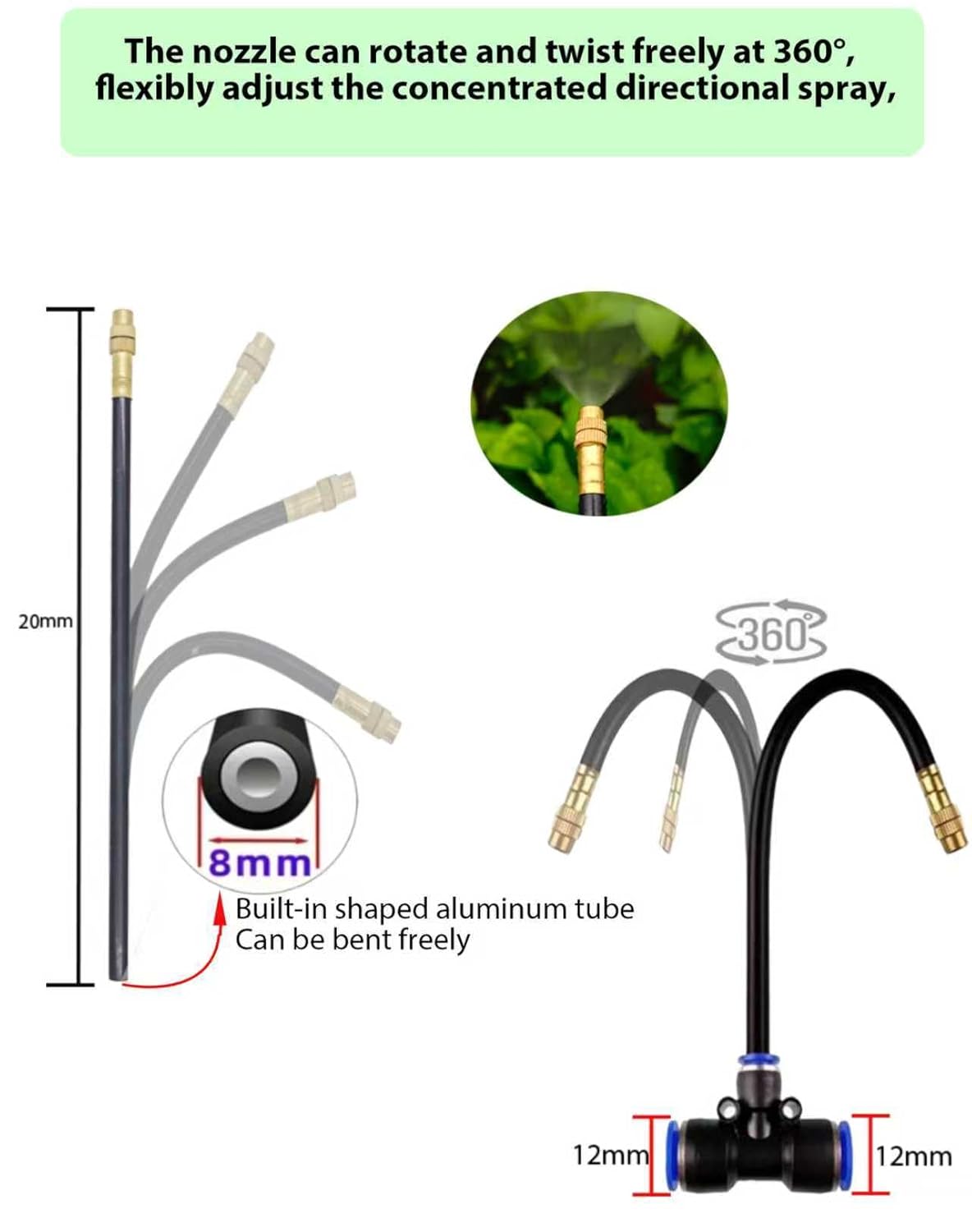 Alternative view of Drip Irrigation System - 360° Adjustable Micro Spray Sprinkler Kit for Garden, Easy Installation No Tools, Fine Mist Watering for Garden Potted Plants, Greenhouse, Patiou200B Watering System