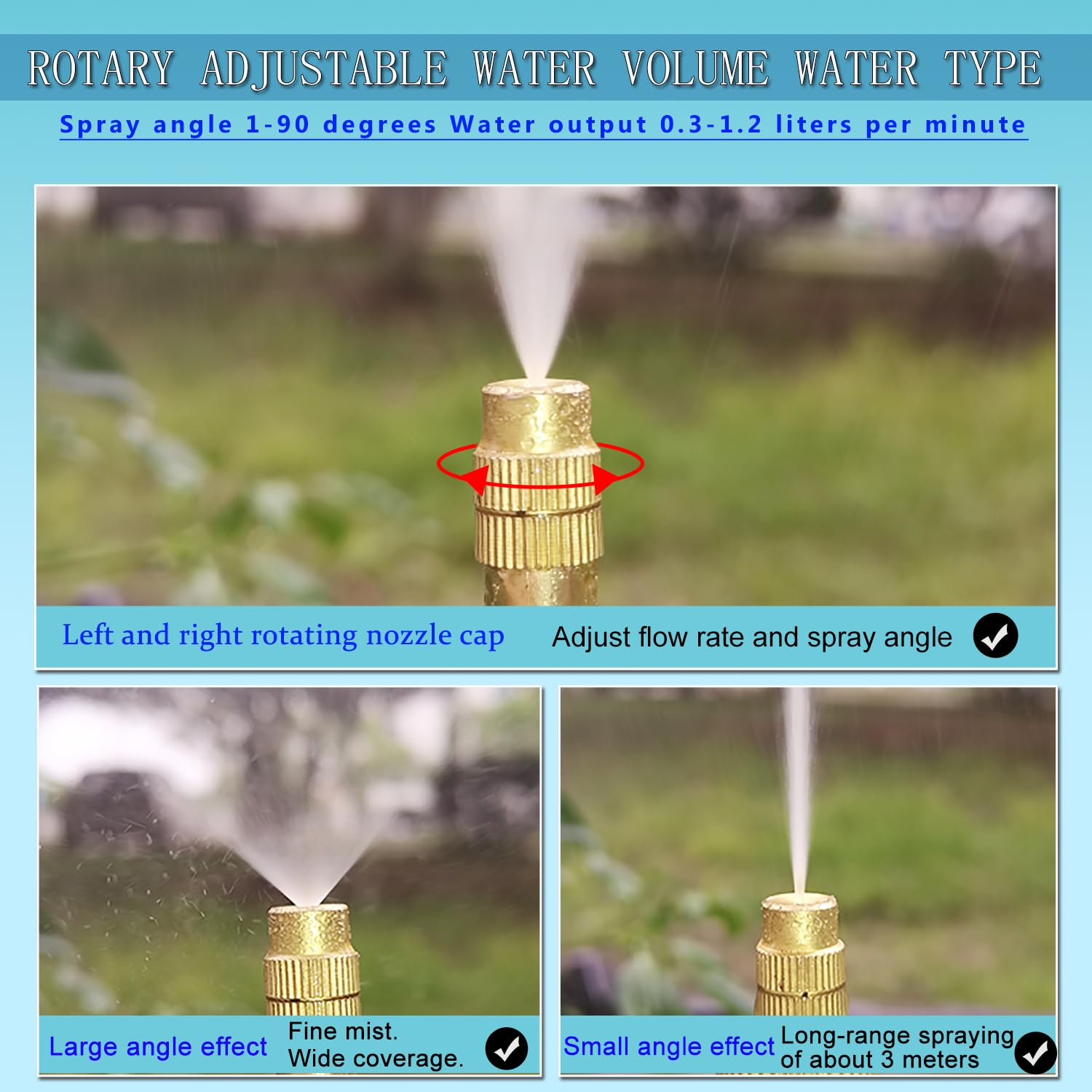 Alternative view of Greenhouse Drip Irrigation Kit Automatic Irrigation System 360°Adjustable 20 Brass Spray Nozzles 12mm Irrigation Tubing Hose Patio Misting Plant Watering with 65Ft Blank Distribution Tubing Hose