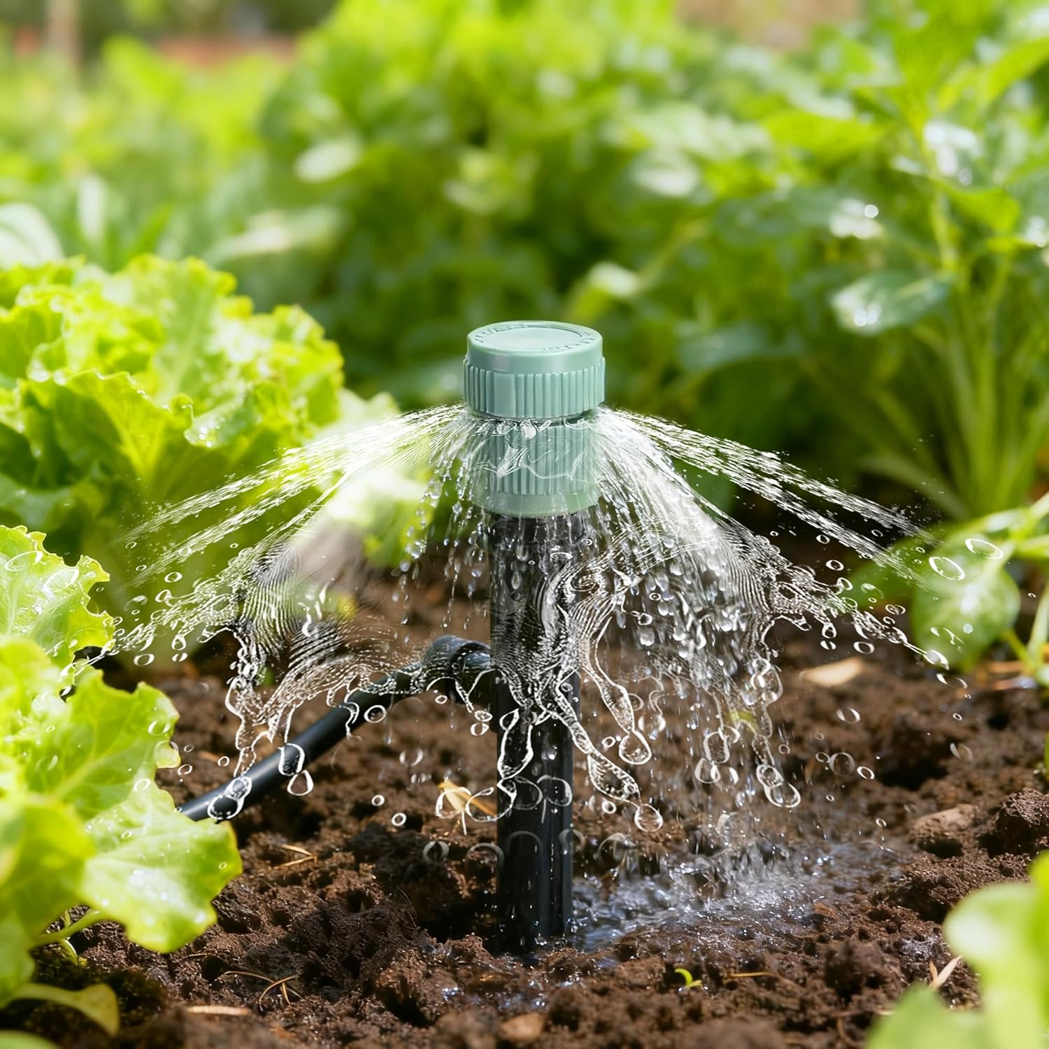 Adnee 16 Pcs Shrub Head Bubbler, Mushroom Bubbler Sprinkler Head with Flow Control, Green Drip Irrigation Sprinkler Shrub Head for 1/2 Inch Hose External Thread Garden Watering System
