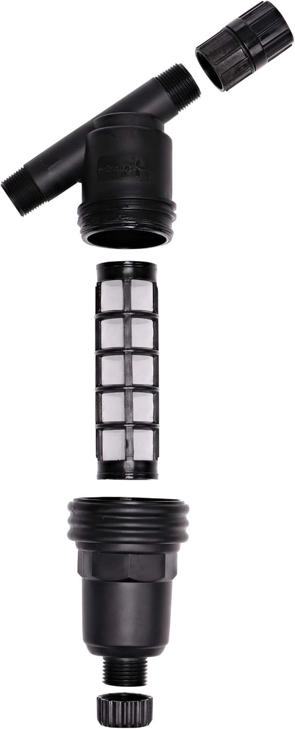 Raindrip R605DT "Y" Filter, 3/4-Inch MPT X 3/4-Inch MPT, for Drip Irrigation Systems, Connect to Pipe such as Sprinkler Riser, Removable Filter, Black