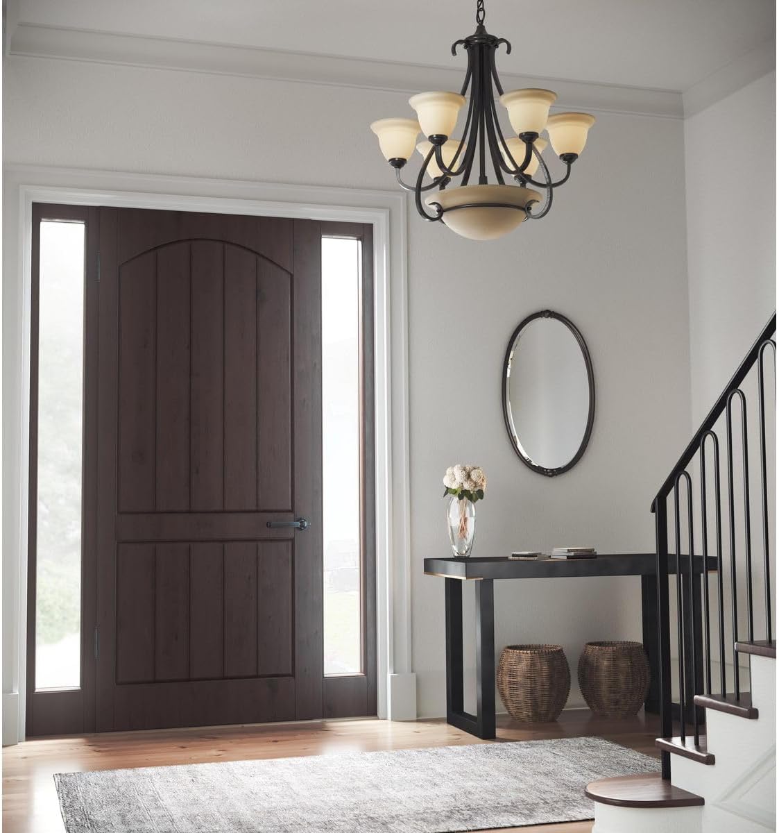 Progress Lighting P4417-77 6-Light Two-Tier Torino Chandelier, Forged Bronze