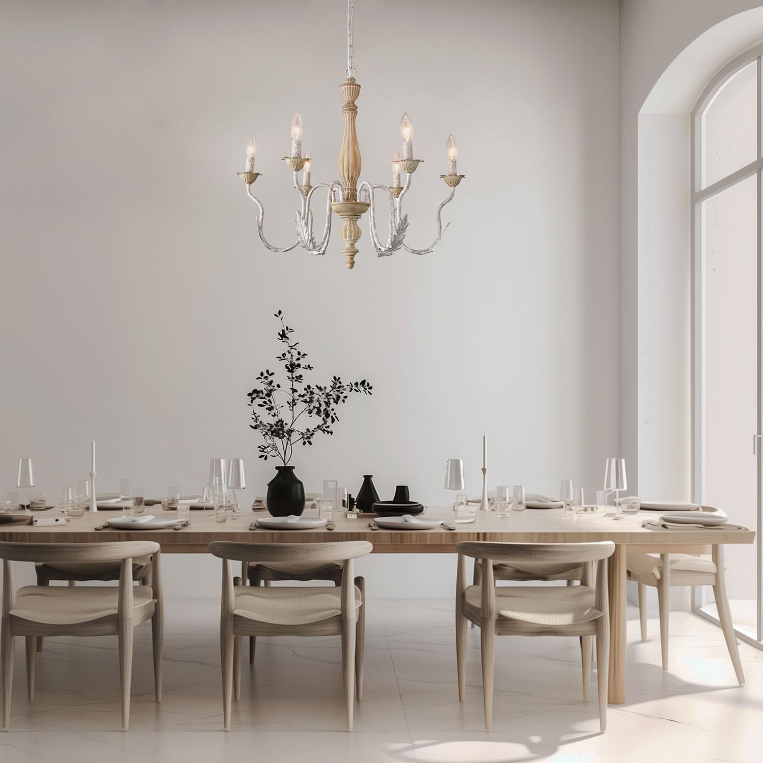 French Country Chandelier,6-Light Distressed Antique Brown Metal Farmhouse Chandelier for Dining Room Light Fixture Candle Pendant Light Fixtures Hanging for Kitchen Island Living Room Bedroom