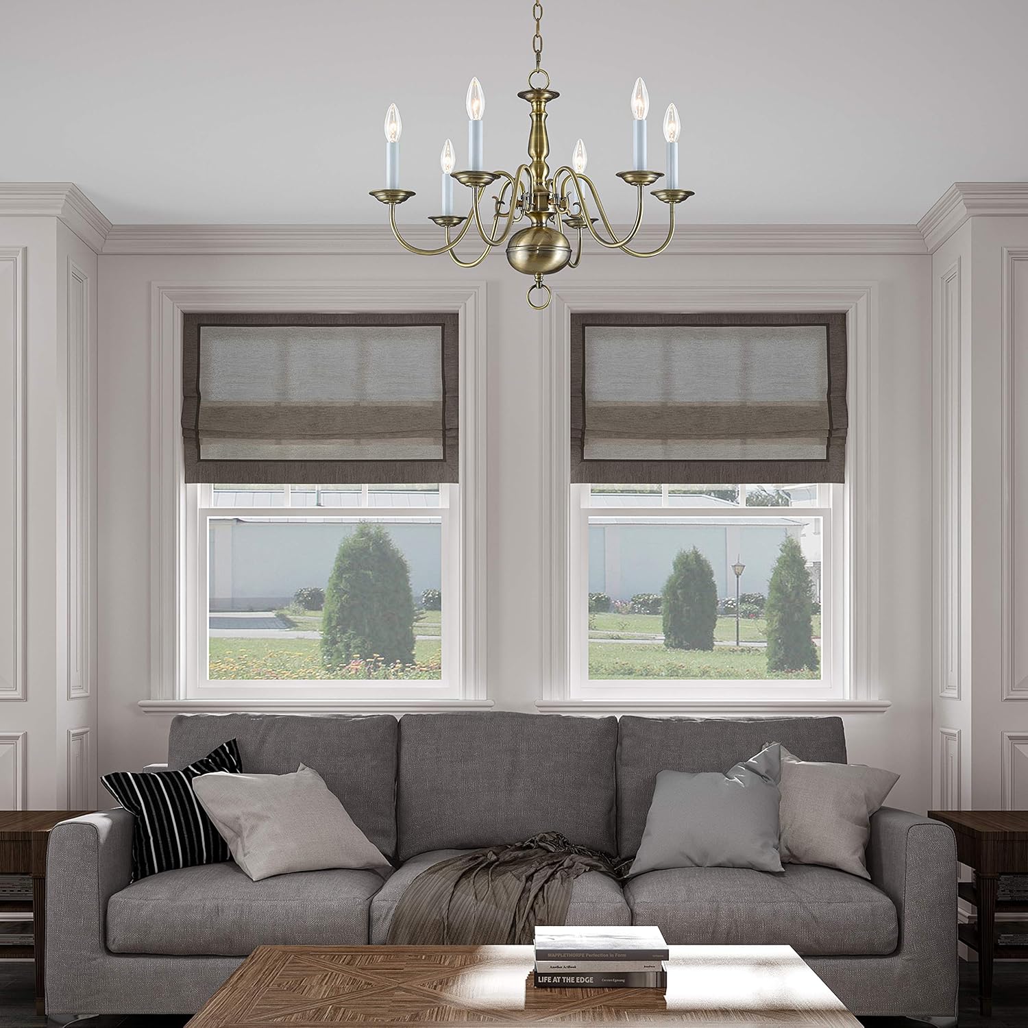 Livex Lighting 5006-91 Williamsburgh 6 Light Brushed Nickel Chandelier,18Hx24W,5006-91