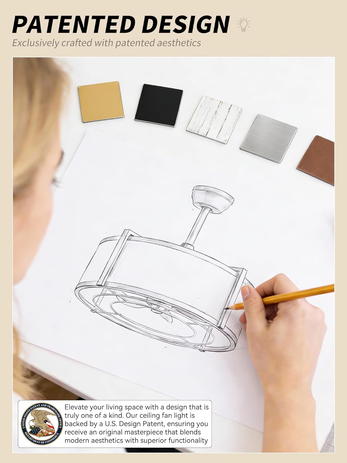 SYDACG 20" Caged Ceiling Fans with Lights, Gold Fandelier Ceiling Fan with Light, Boho Chandelier Fan Remote Control, 6 Speeds for Bedroom, Nursery, Living Room