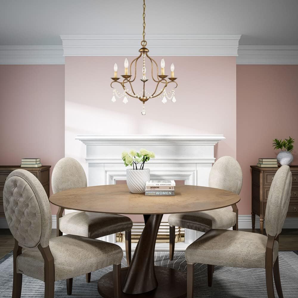 Livex Lighting 6435-48 Chesterfield 5 Light Chandelier, Antique Gold Leaf