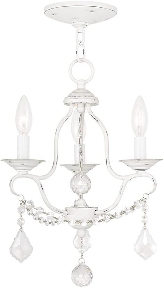 Livex Lighting 6423-60 Chesterfield 3 Light Mini Chandelier, Antique White