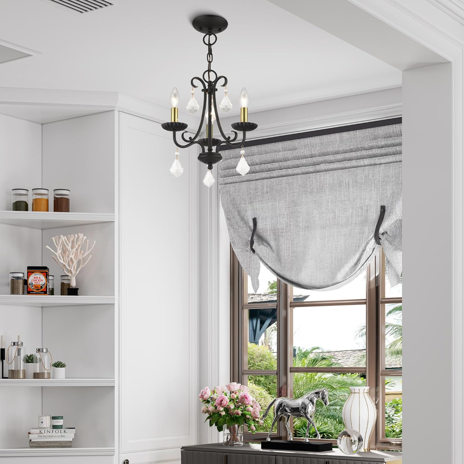 Livex Lighting 40873-48 Daphne 3 Light AGL Mini Chandelier, Antique Gold Leaf