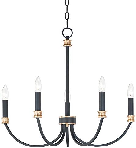 Maxim Charlton 5 Light Medium Chandelier with Black/Antique Brass Finish