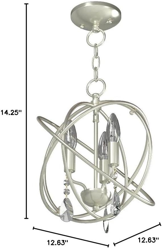 Livex Lighting 40903-91 Aria 3 Light BN Mini Chandelier/Ceiling Mount, Brushed Nickel