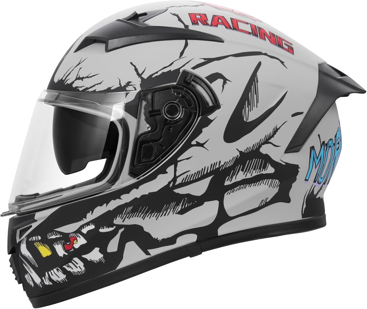 Full Face Motorcycle Helmet DOT Certified u2013 Lightweight ABS Shell, Street Bike Model with Sunshield & Clear Visor, Ventilation System, Removable Liner for Men & Women