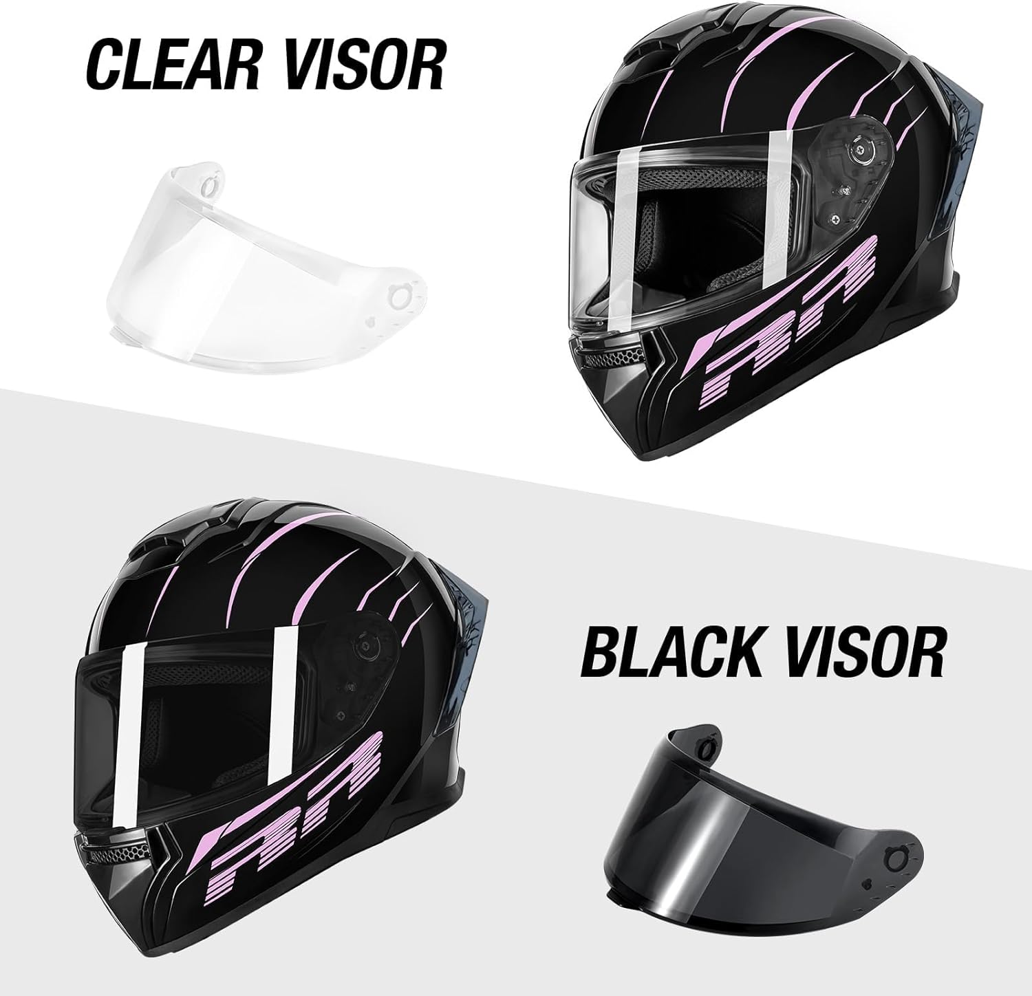 Alternative view of Motorcycle Helmets Full Face for Adults Motorcycle Helmet Men & Women - DOT Approved with 2 Removable Visors (1 Clear + 1 Tinted), Suitable for Powersports, Bike & Motocross Rides