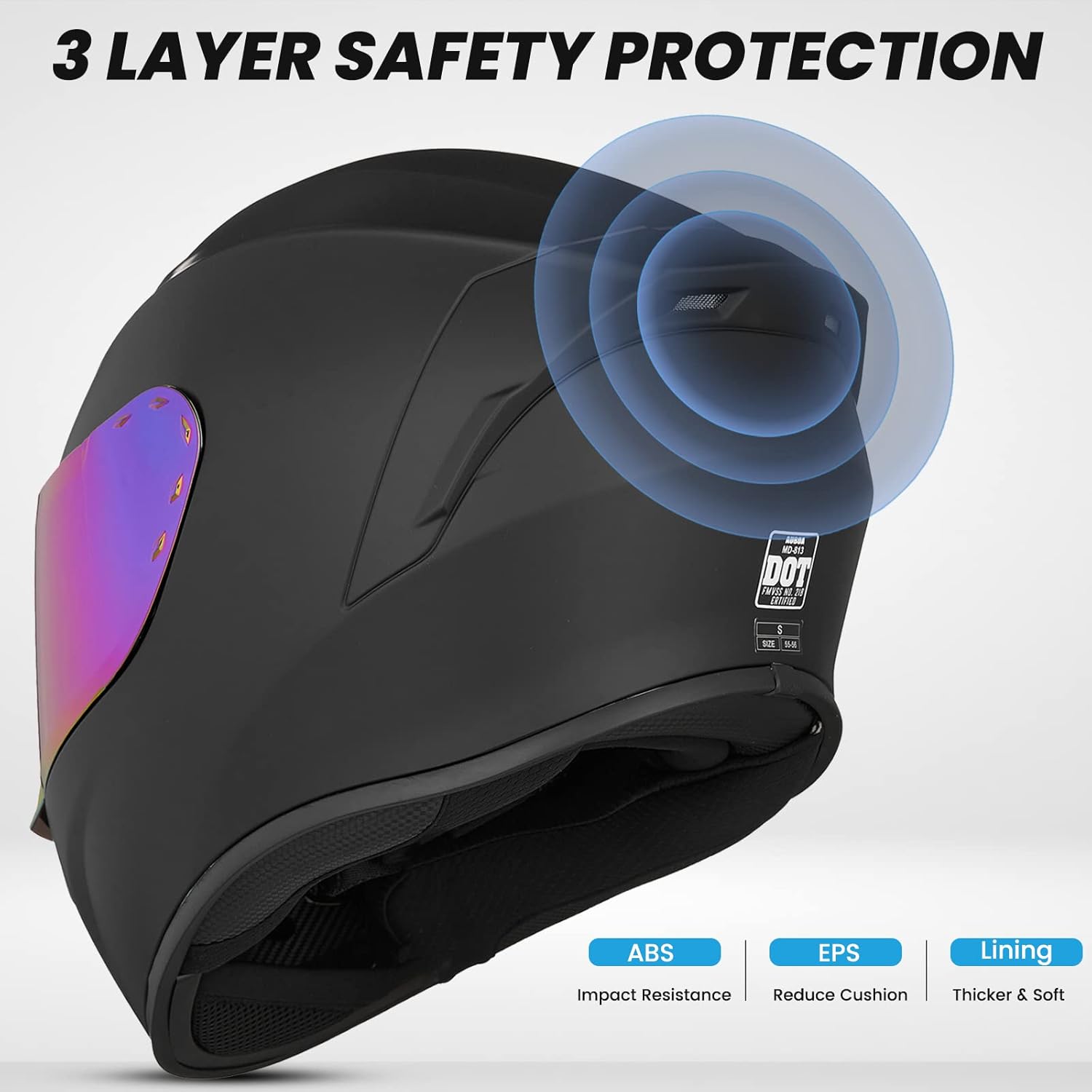 Alternative view of AUBOA Full Face Motorcycle Helmets for Adults Men and Women DOT Street Bike Racing Helmet with Tinted Visor Model MD-813