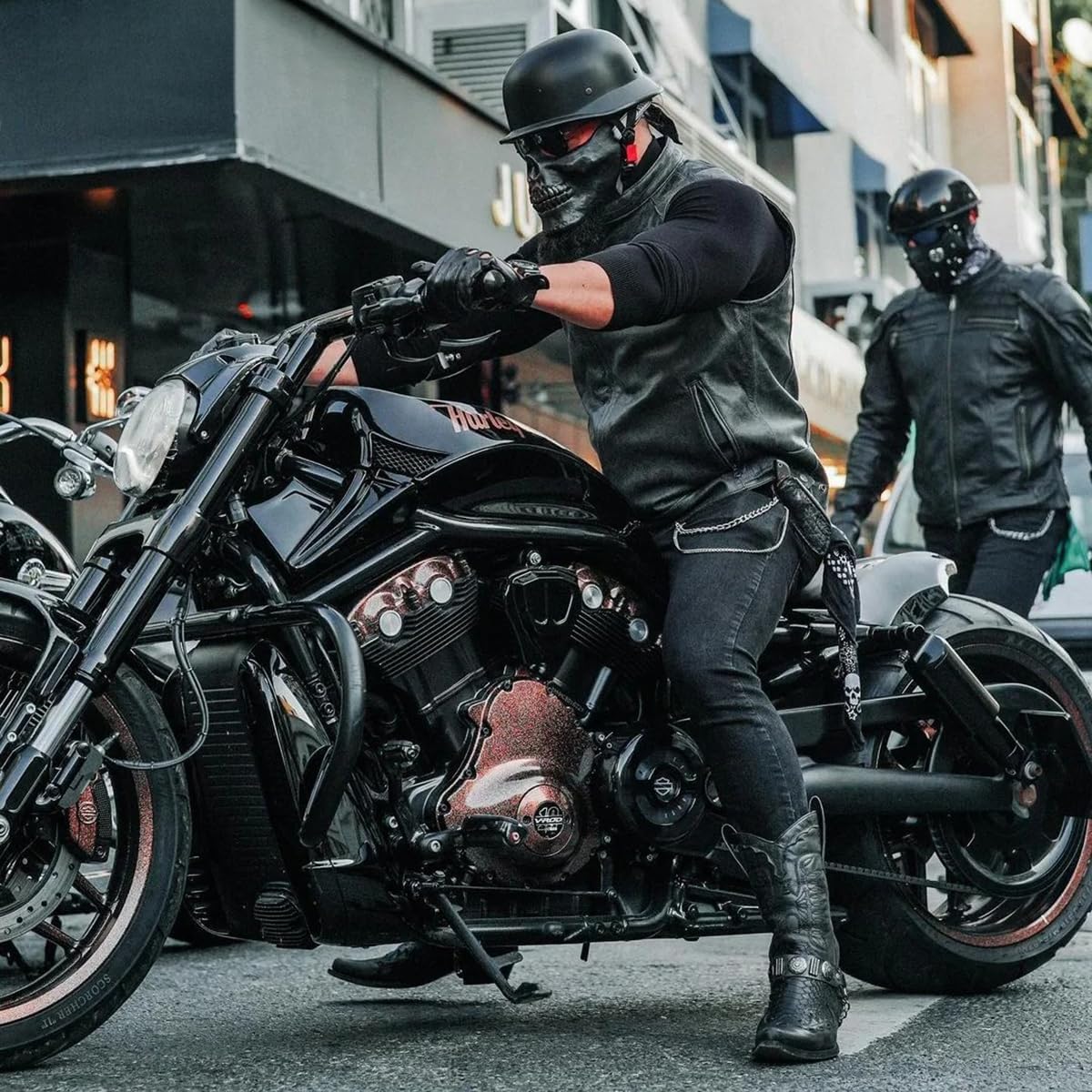 Motorcycle Half Helmets with Face Shield, German Style Motorcycle Helmet for Adult Men Women, DOT Approved Retro Half Shell Helmet for Moped Cruiser Scooter