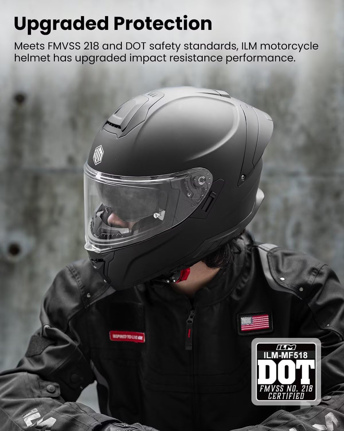 Alternative view of ILM Motorcycle Helmets Full Face for Adult Men Women DOT 2 Spoilers Powersports Dual Visor Street Racing Model MF518