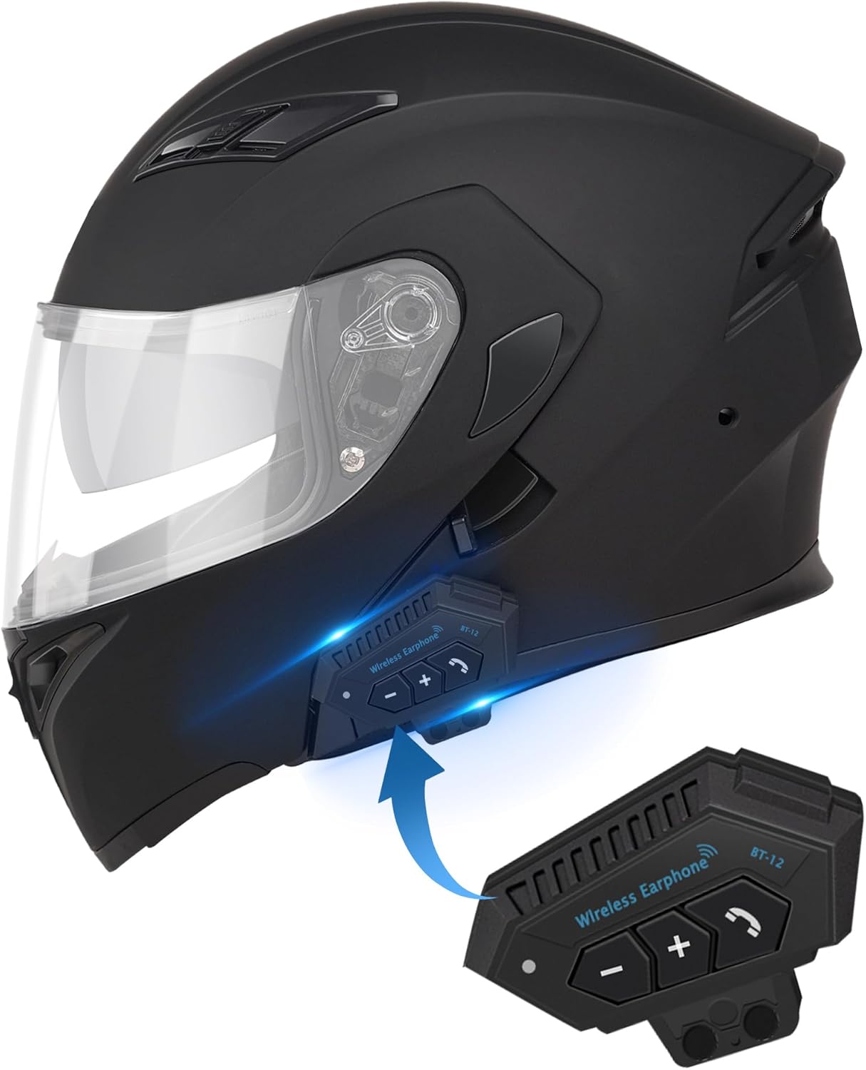 Bluetooth Motorcycle Helmet,Modular Motorcycle Helmet with Bluetooth,DOT Approved Dual Visor Full Face Flip up Bluetooth Integrated Motorcycle Helmets for Adults Men Women