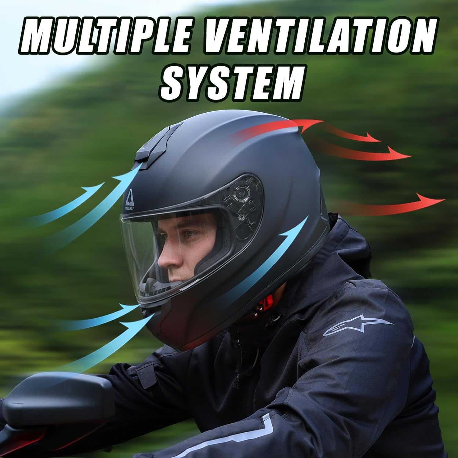 Alternative view of TRIANGLE Motorcycle Helmets Full Face Motorcycle Helmet for Men & Women with Tinted and Clear Visor Meet Dot Approved