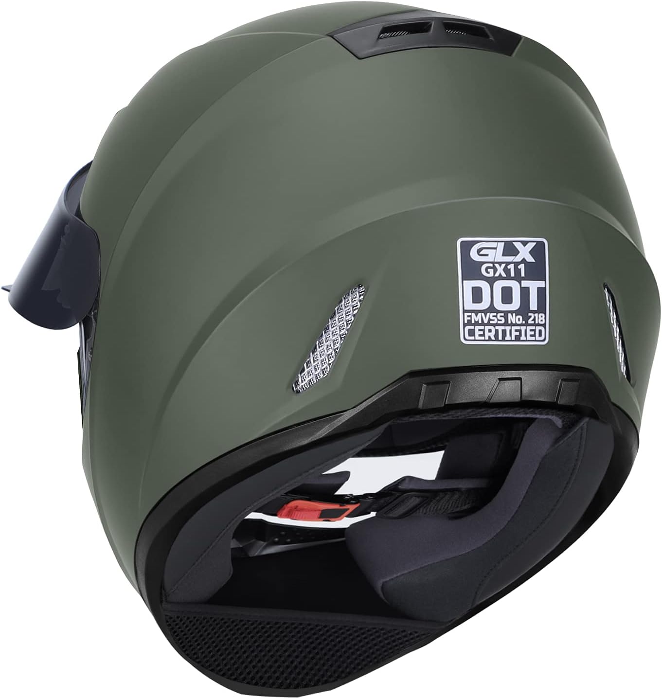 Alternative view of GLX GX11 Compact Motorcycle Helmet - Camo, Medium - Full Face w/ Tinted Visor, DOT Approved