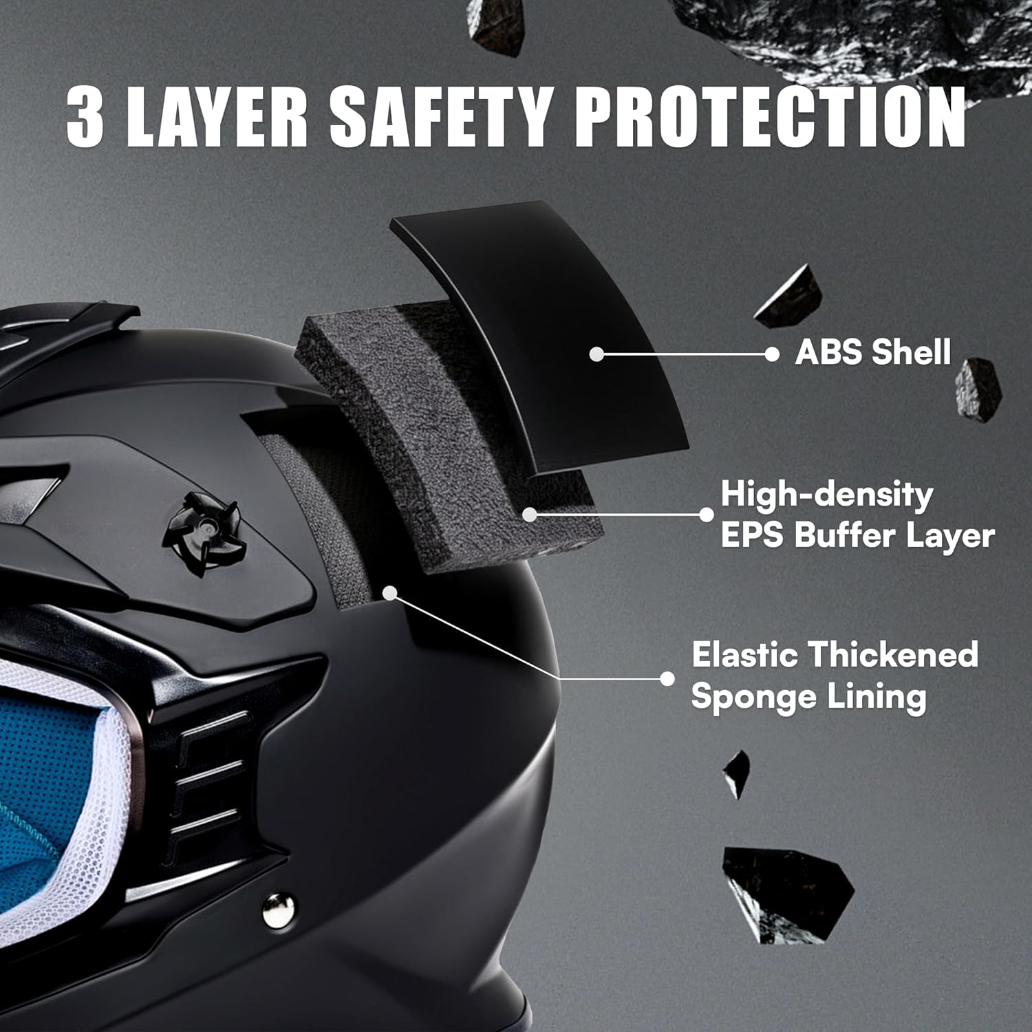 TRIANGLE Adult Dirt Bike Helmet Full Face Motorcycle Helmets with Adjustable Goggles & Gloves - DOT/FMVSS-218 Certified Motocross Helmet for Off-Road ATV BMX UTV