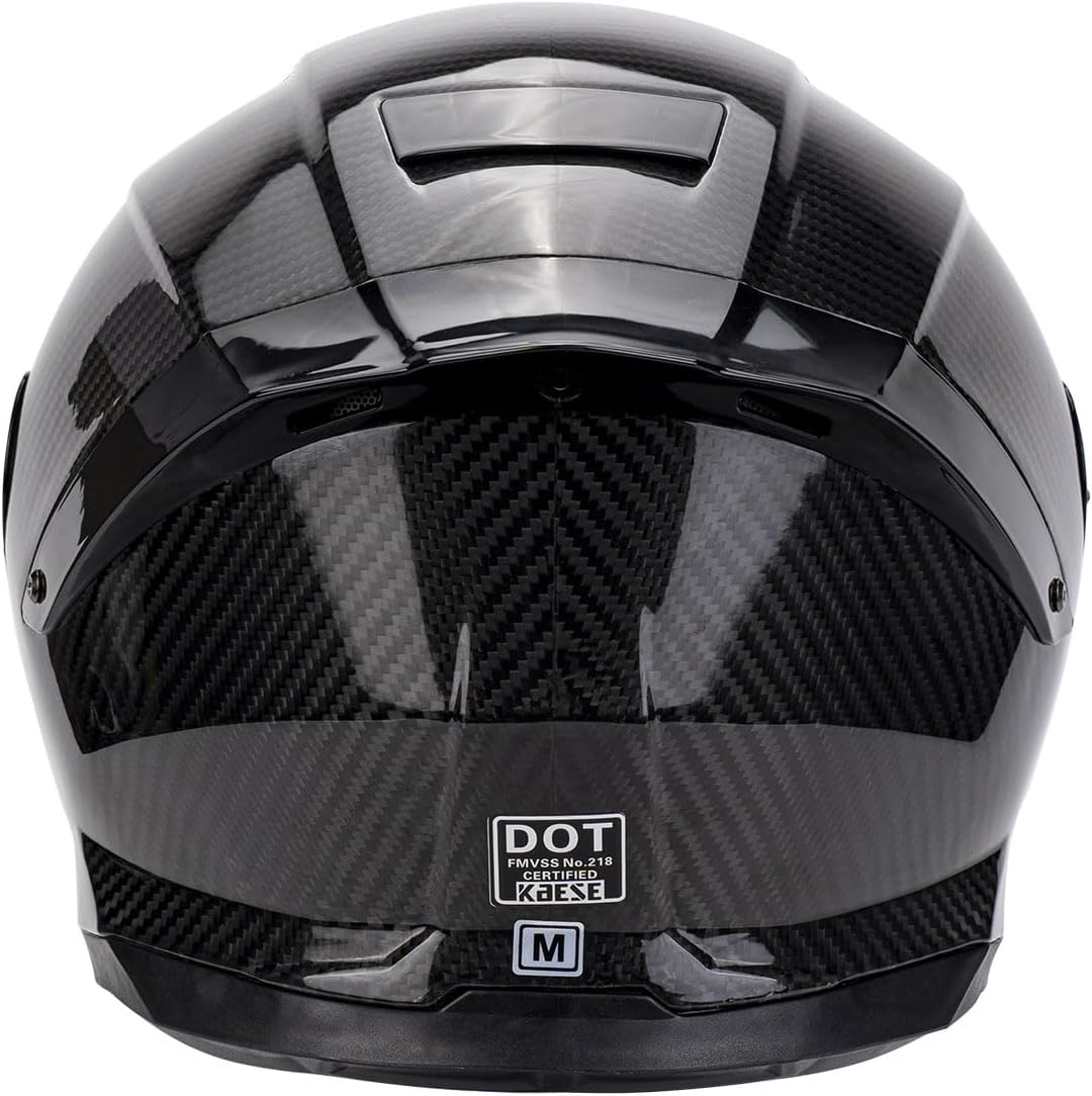 Carbon Fiber Full Face Motorcycle Helmets with Spoiler Sport Touring Street Motorcycle Helmet - Bluetooth Ready Speaker Pockets