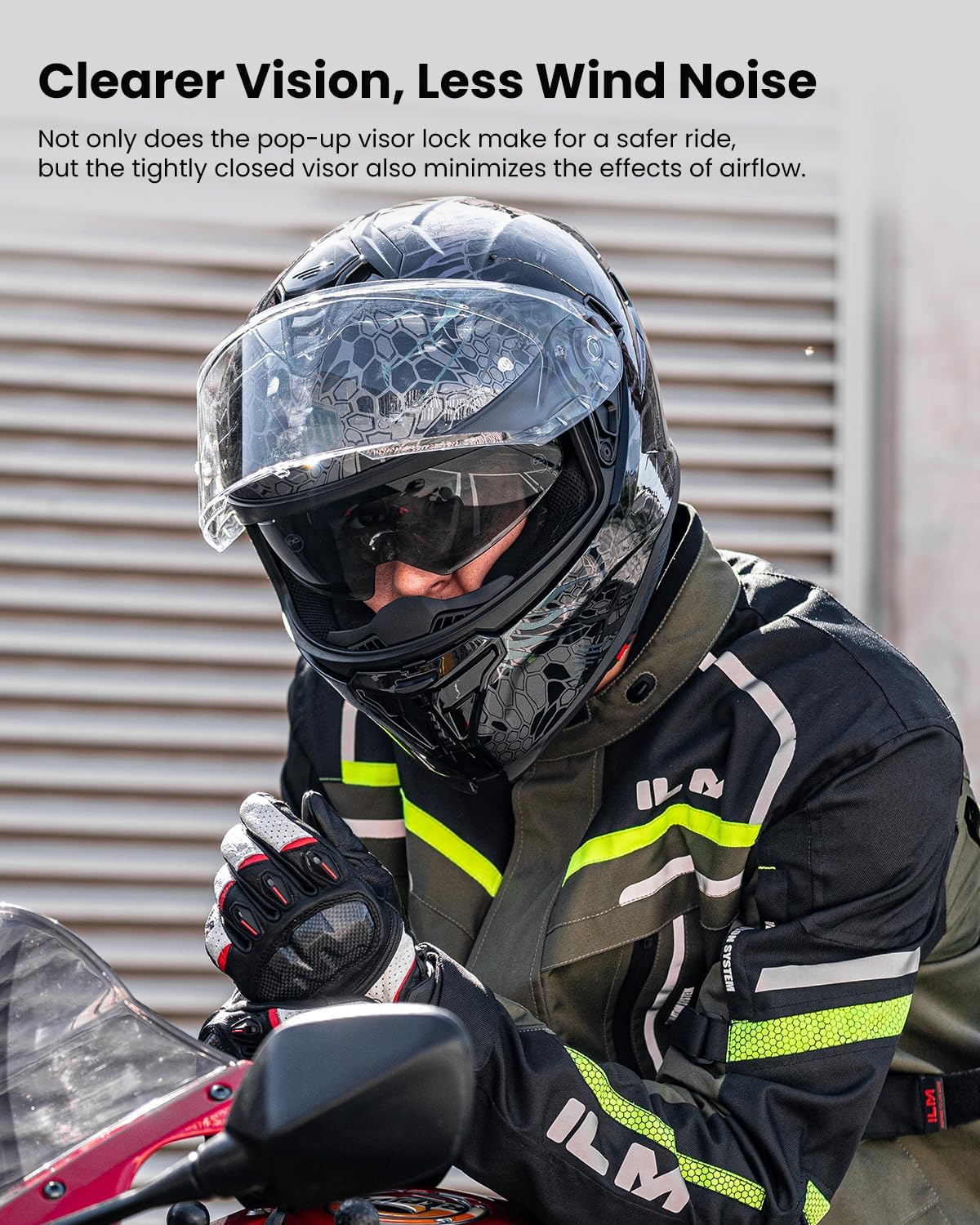 Alternative view of ILM Motorcycle Helmets DOT ECE Dual Visor Street Racing Helmet Full Face Powersports Cascos for Men Women Model MF567(Cobra Camaleon Gold, L)