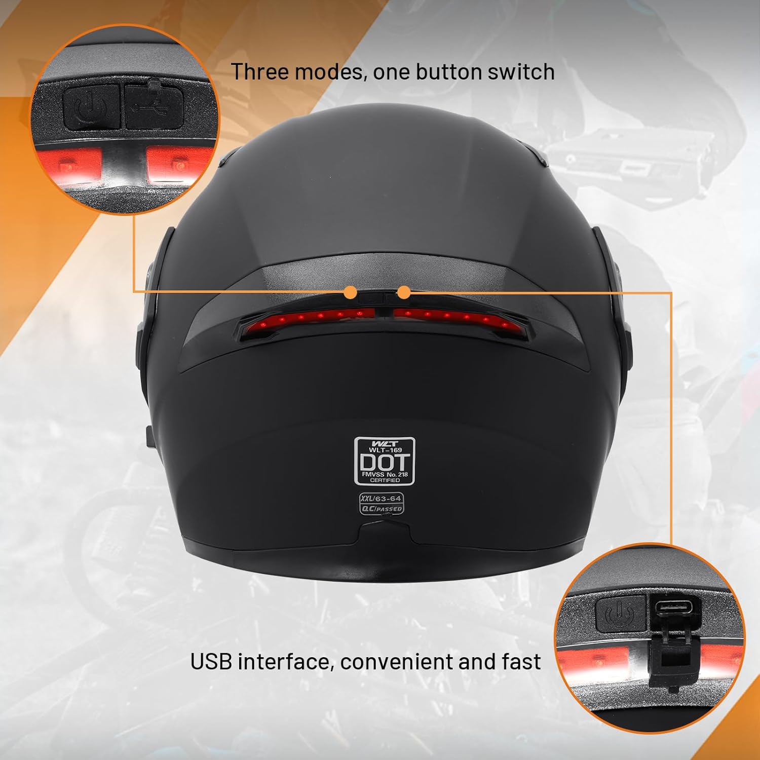 Alternative view of OUMURS DOT Modular Motorcycle Full Face Helmet Flip-Up Dual Visor, Lightweight & DOT Approved, Matte Black