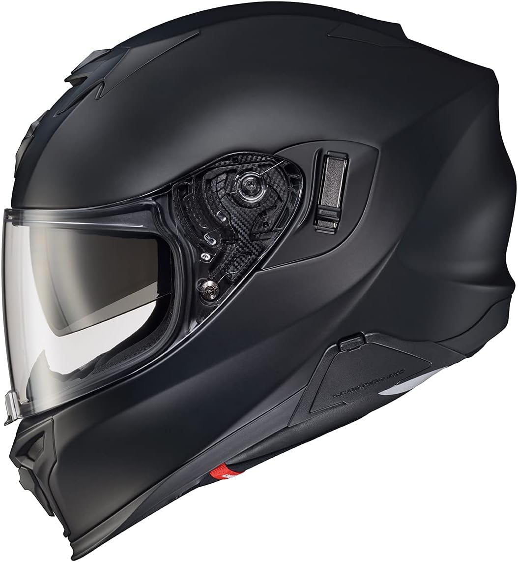 ScorpionEXO T520 Full Face Touring Motorcycle Helmet with Bluetooth Ready Speaker Pockets DOT ECE Approved Solid (Matte Black - Medium)