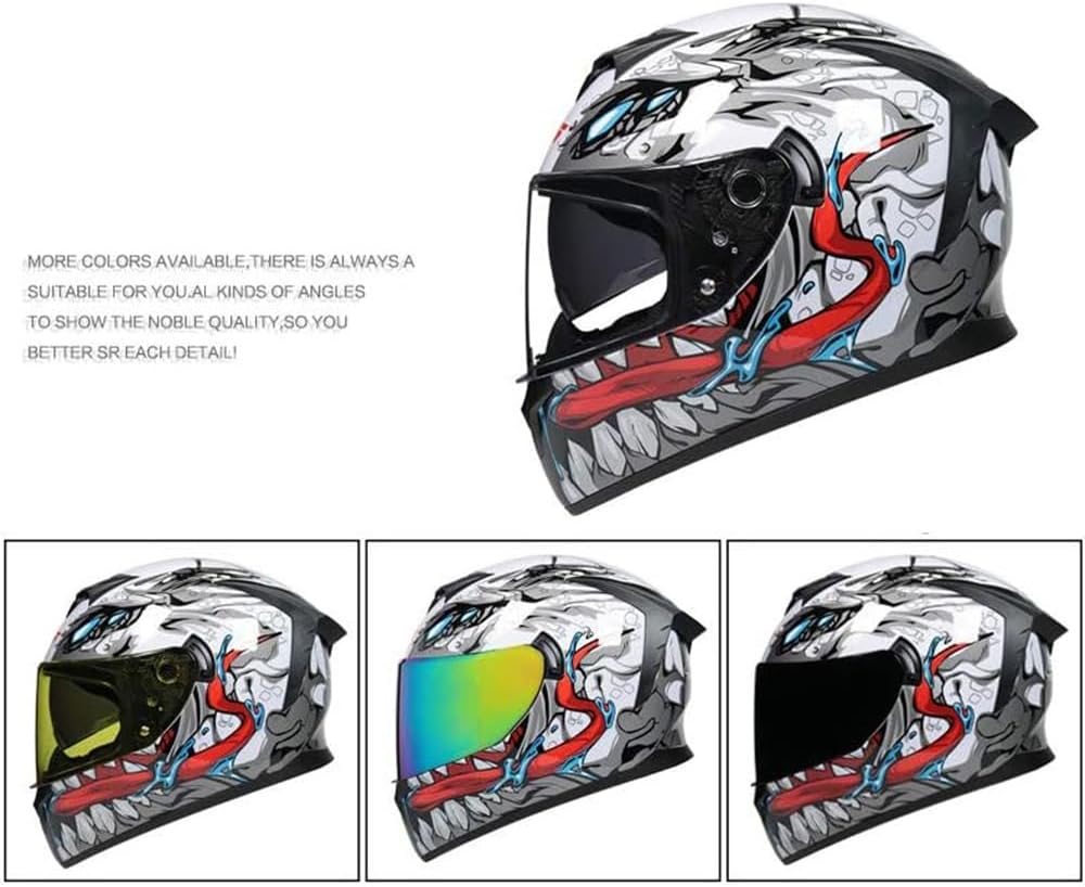 MotuoMr Unisex-Adult Full Face Motorcycle Helmet DOT Approved Motorbike Moped Street Bike Racing Crash Helmet with Graphic