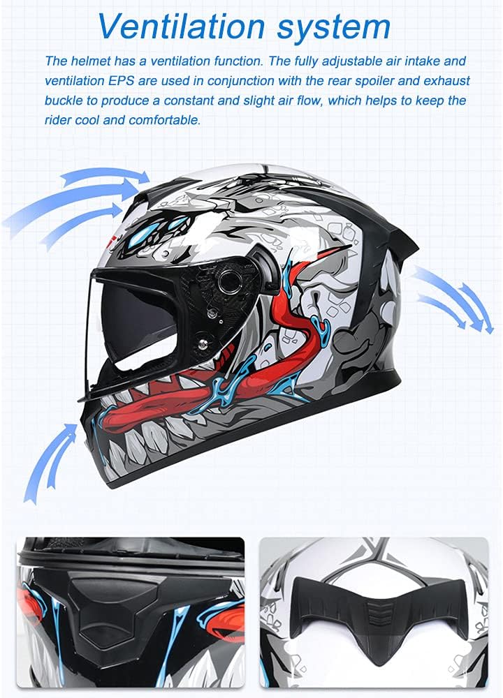 Alternative view of MotuoMr Unisex-Adult Full Face Motorcycle Helmet DOT Approved Motorbike Moped Street Bike Racing Crash Helmet with Graphic