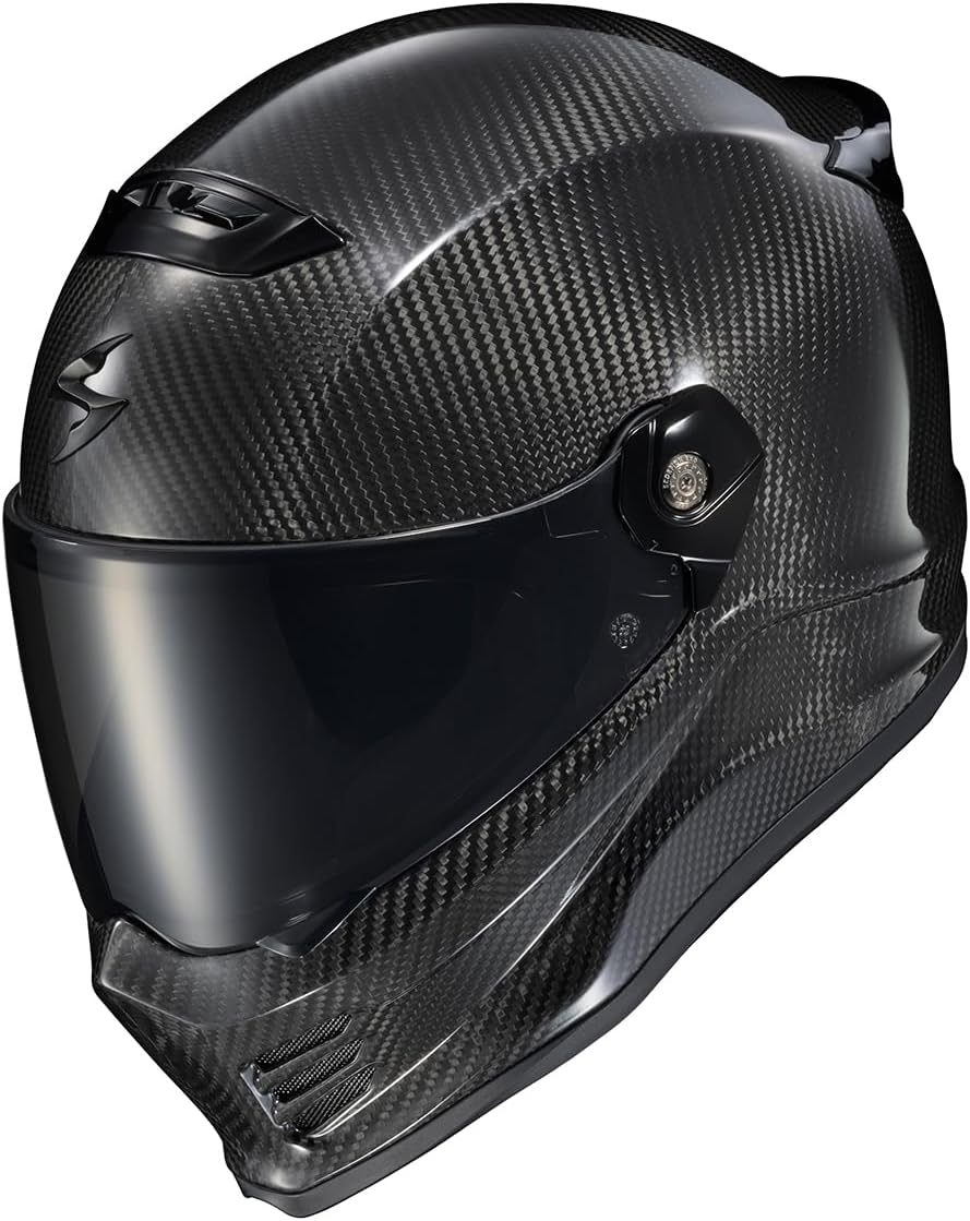 ScorpionEXO Covert FX Carbon Fiber Full Face Motorcycle Helmet Street Fighter Style - Bluetooth Ready Speaker Pockets DOT ECE Solid (Gloss Black - Large)