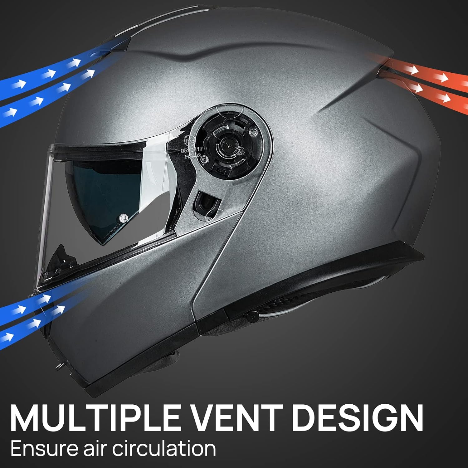 Alternative view of ILM Adult Motorcycle Modular Full Face Helmet Flip up Dual Visor DOT Approved Model 159(Gray,X-Large)