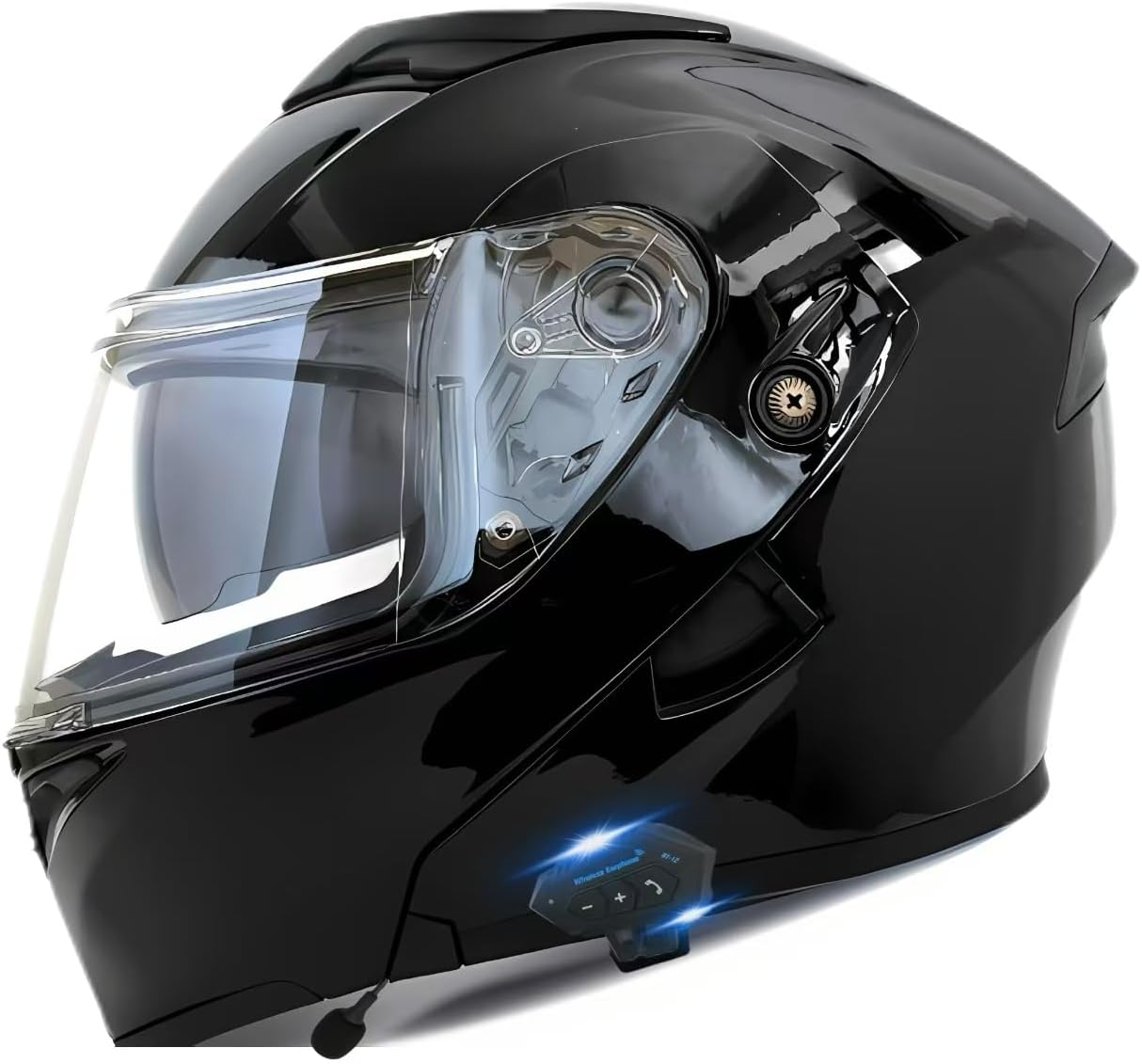 Alternative view of Motorcycle Bluetooth Modular Helmet, DOT Approved Flip Up Full Face Motorcycle Dual Visor Helmet, with Dual Speakers and Microphone, for Adults Men and Women