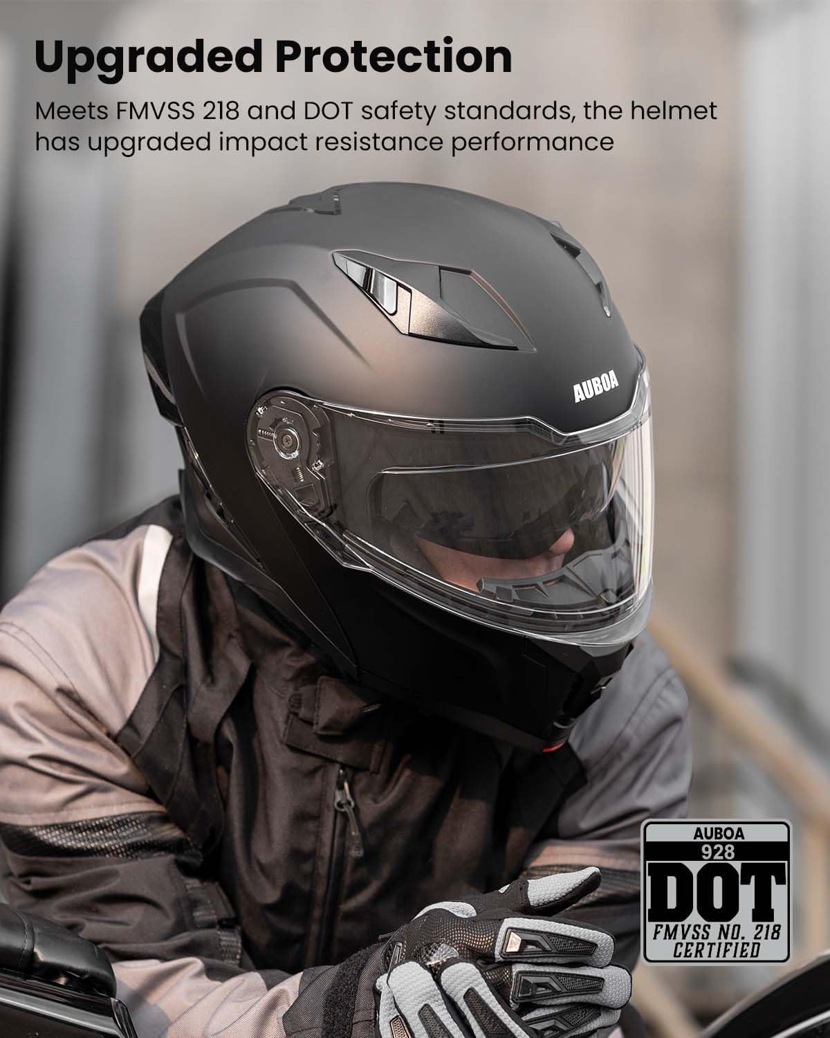 AUBOA Modular Motorcycle Helmets for Adults Men Women Dual Visor Flip up Full Face Dot Helmet Casco Moto Model 928