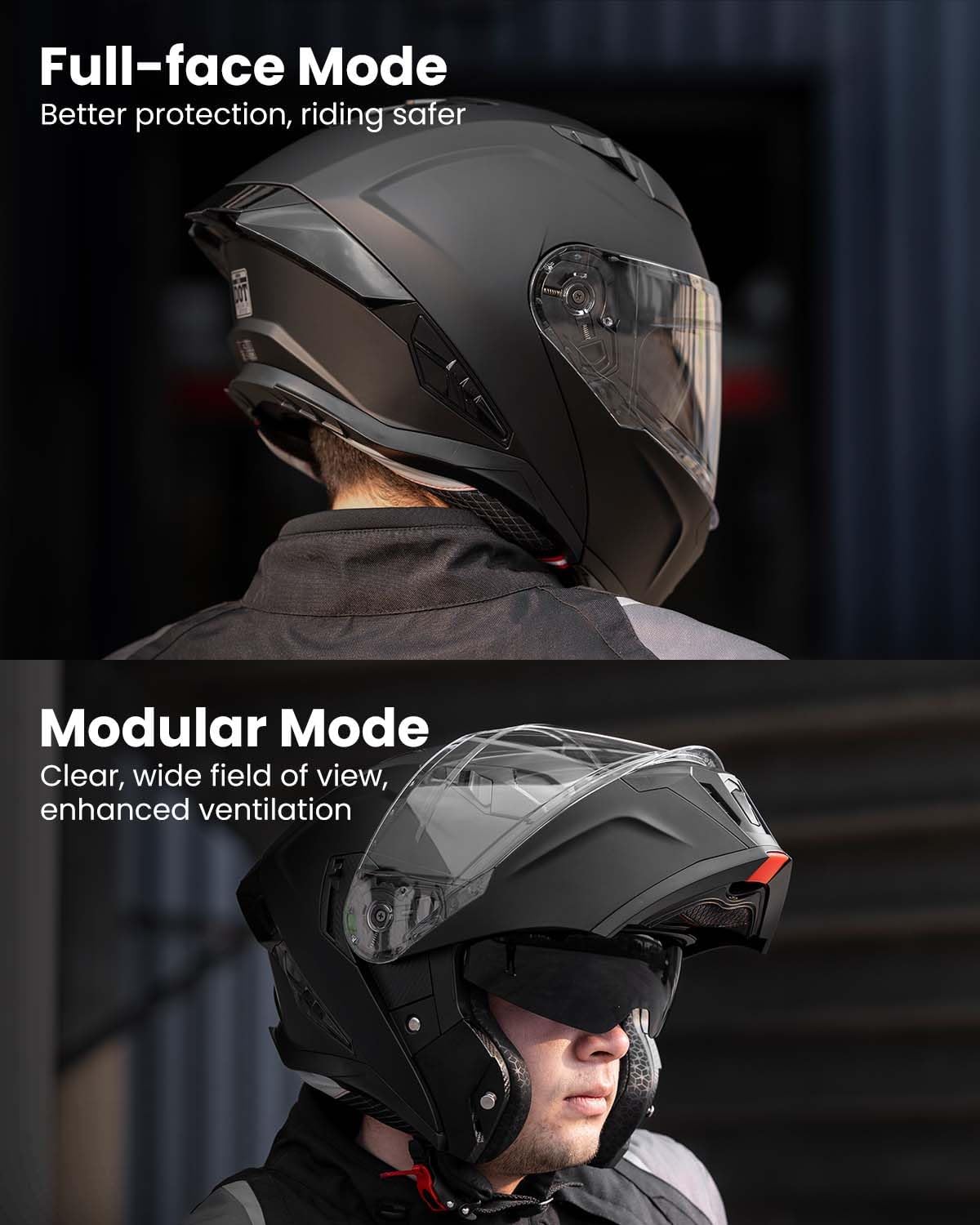 Alternative view of AUBOA Modular Motorcycle Helmets for Adults Men Women Dual Visor Flip up Full Face Dot Helmet Casco Moto Model 928
