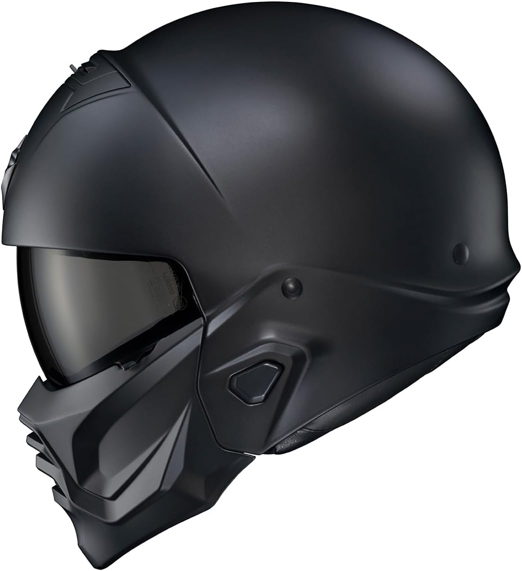 ScorpionEXO Covert 2 Open Face 3/4 Full Mode Motorcycle Helmet Bluetooth Ready Speaker Pockets Interchangeable Mouth Cover DOT Approved Solid (Matte Black - Large)