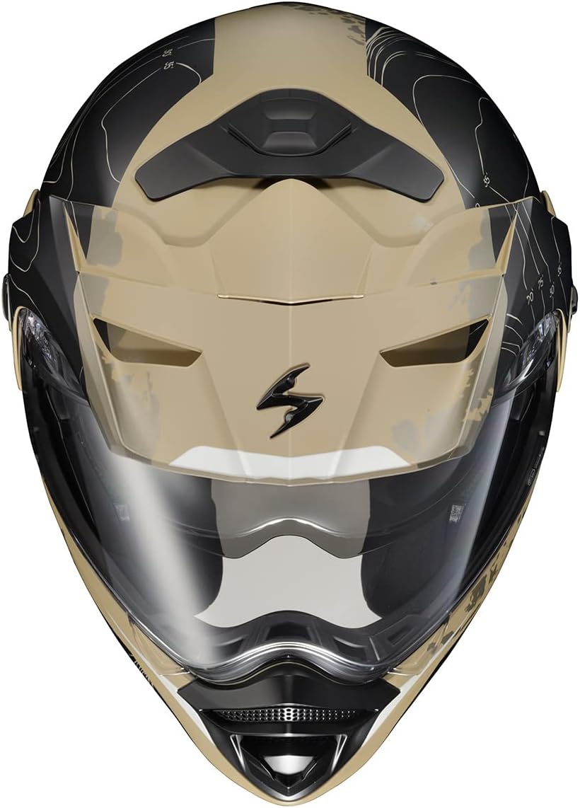 ScorpionEXO AT960 Modular Adventure Street Motorcycle Helmet with Bluetooth Ready Speaker Pockets DOT ECE Approved Topographic (Sand Large)