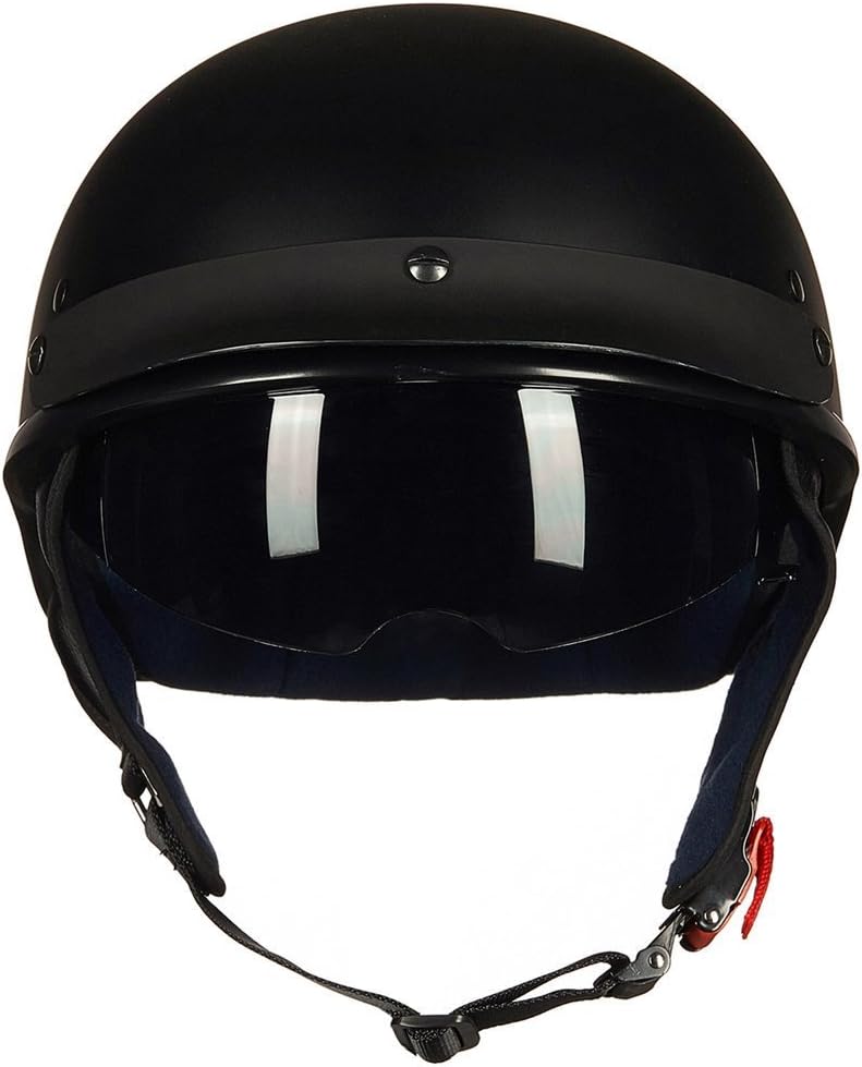 ILM Half Helmet Motorcycle Open Face Sun Visor Quick Release Buckle DOT Approved Cycling Motocross Suits Men Women 205V (M, Matt Black)