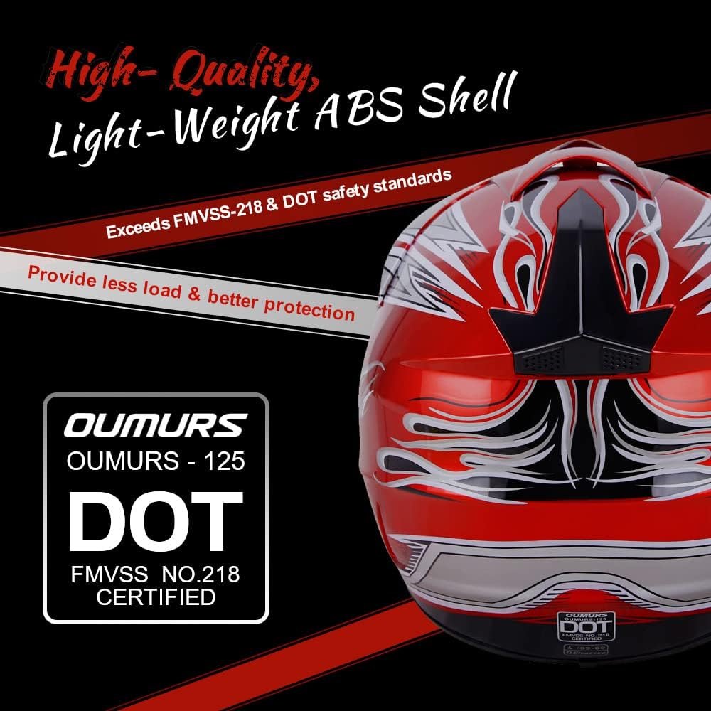 OUMURS Adult Motocross Dirt Bike Helmet with Goggle, Gloves & Mask - DOT/FMVSS-218 Off-Road Motorcycle & ATV Helmet with Adjustable Sun Visor