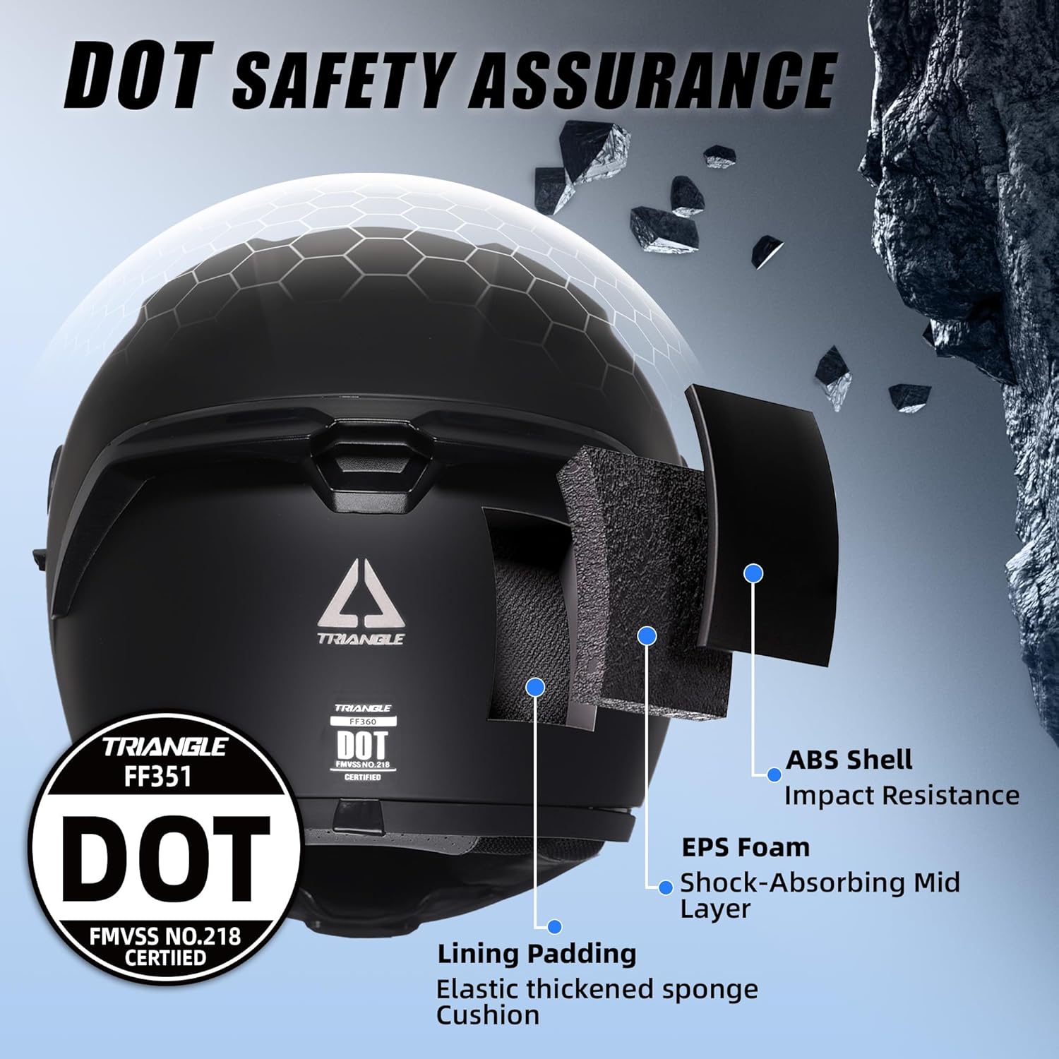 Alternative view of TRIANGLE Motorcycle Helmets Full face Helmet for Adults Men and Women Dual Visor with Internal Sunshield DOT Approved (Matte Golden, Large)