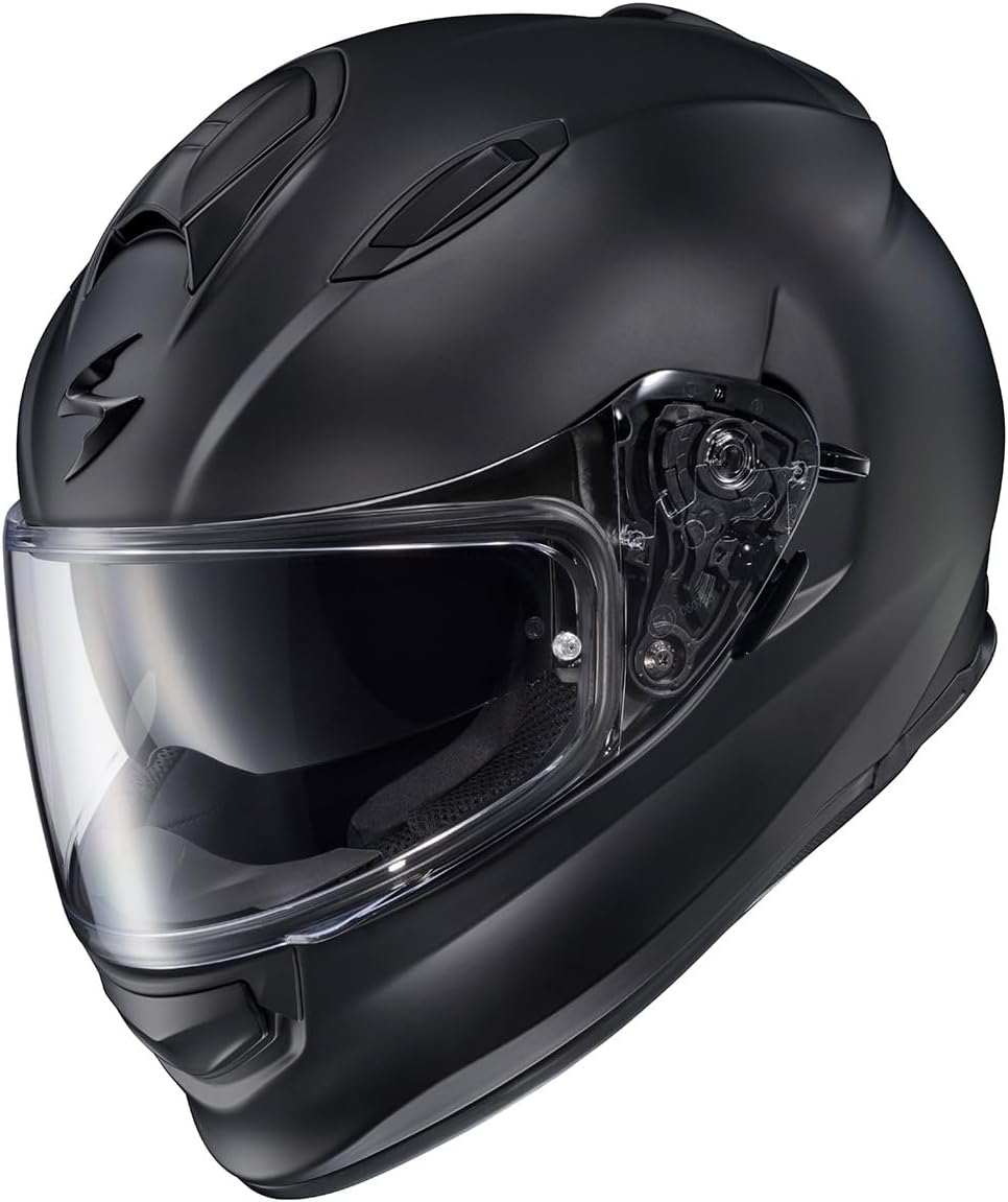 ScorpionEXO Ryzer Full Face Motorcycle Helmet with Pinlock Ready Shield with Integrated Speaker Pockets DOT ECE Approved Solid (Matte Black - Medium)