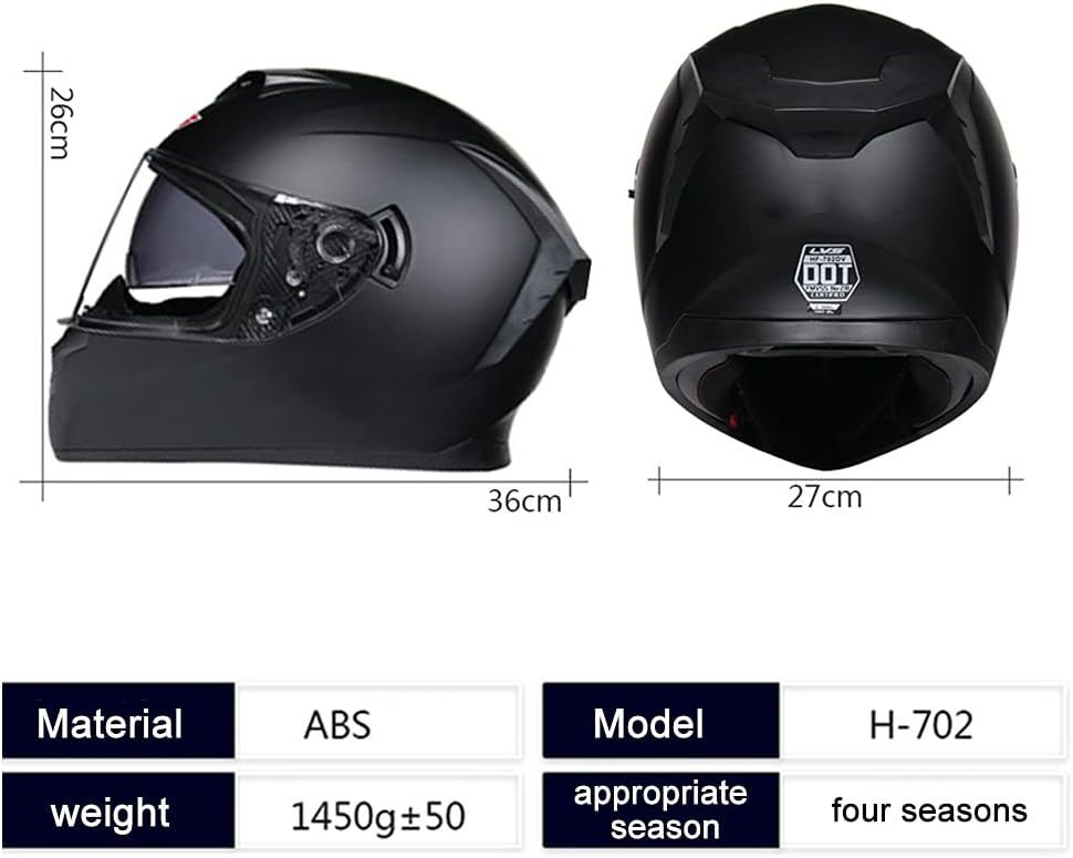 Alternative view of TRIPERSON Full Face Motorcycle Helmet DOT Approved Motorbike Moped Street Bike Racing Crash Helmet, Men and Women