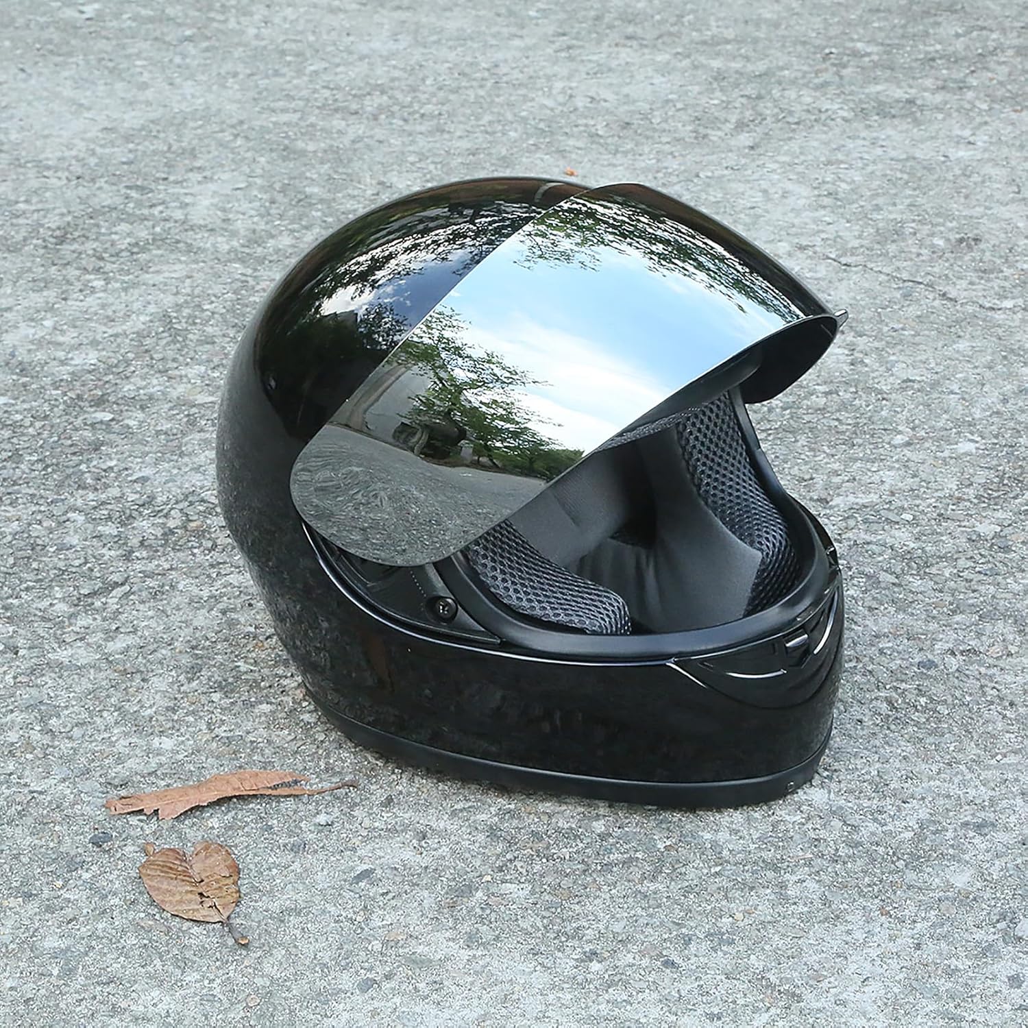 Alternative view of TCMT Gloss Black DOT Flip up Full Face Street Dirt Bike ATV Off-Road Motorcycle Motocross Helmet with Open Face Sun Shield