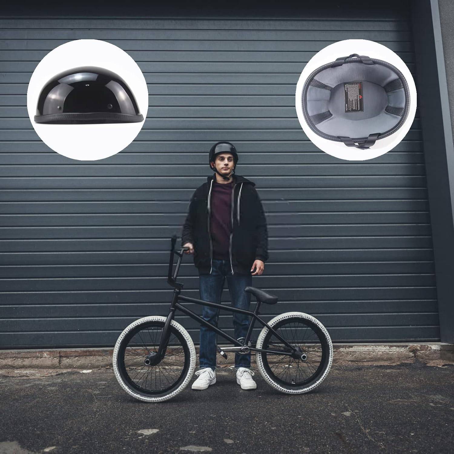 Alternative view of Motorcycle Half Helmet, DOT Approved Adult Men Women Retro Open Face Helmets, Helmet for Adults, Half Shell Helmet