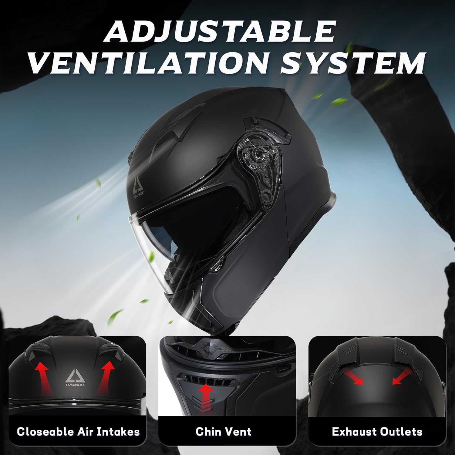 Alternative view of TRIANGLE Modular Motorcycle Helmets for Men Flip Up Full Face Helmet Dual Visor with Internal Sunshield DOT Approved