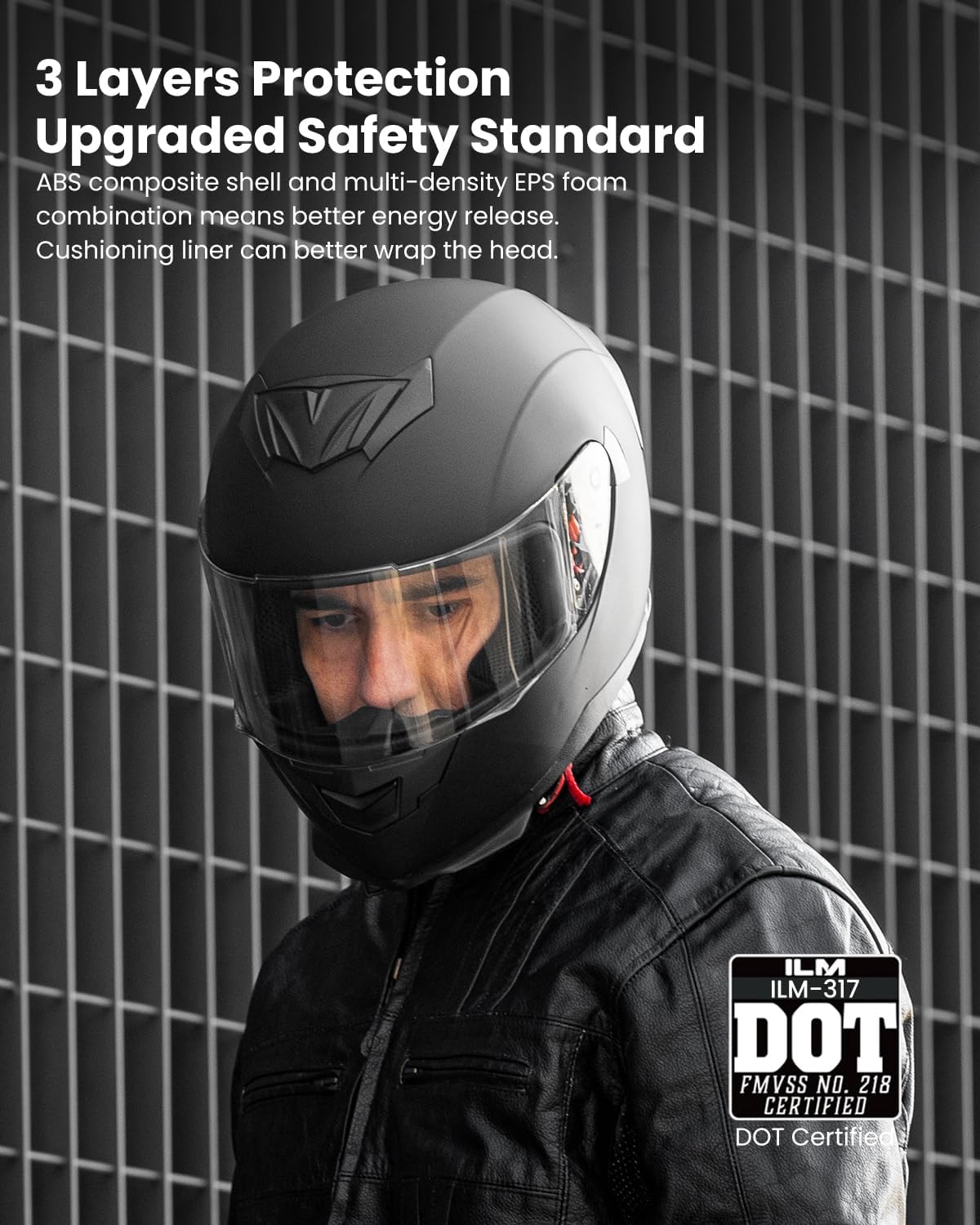 ILM Full Face Motorcycle Helmet for Motocross Street Bike DOT Certified 2 Visors Model-317(Matte Black, L)